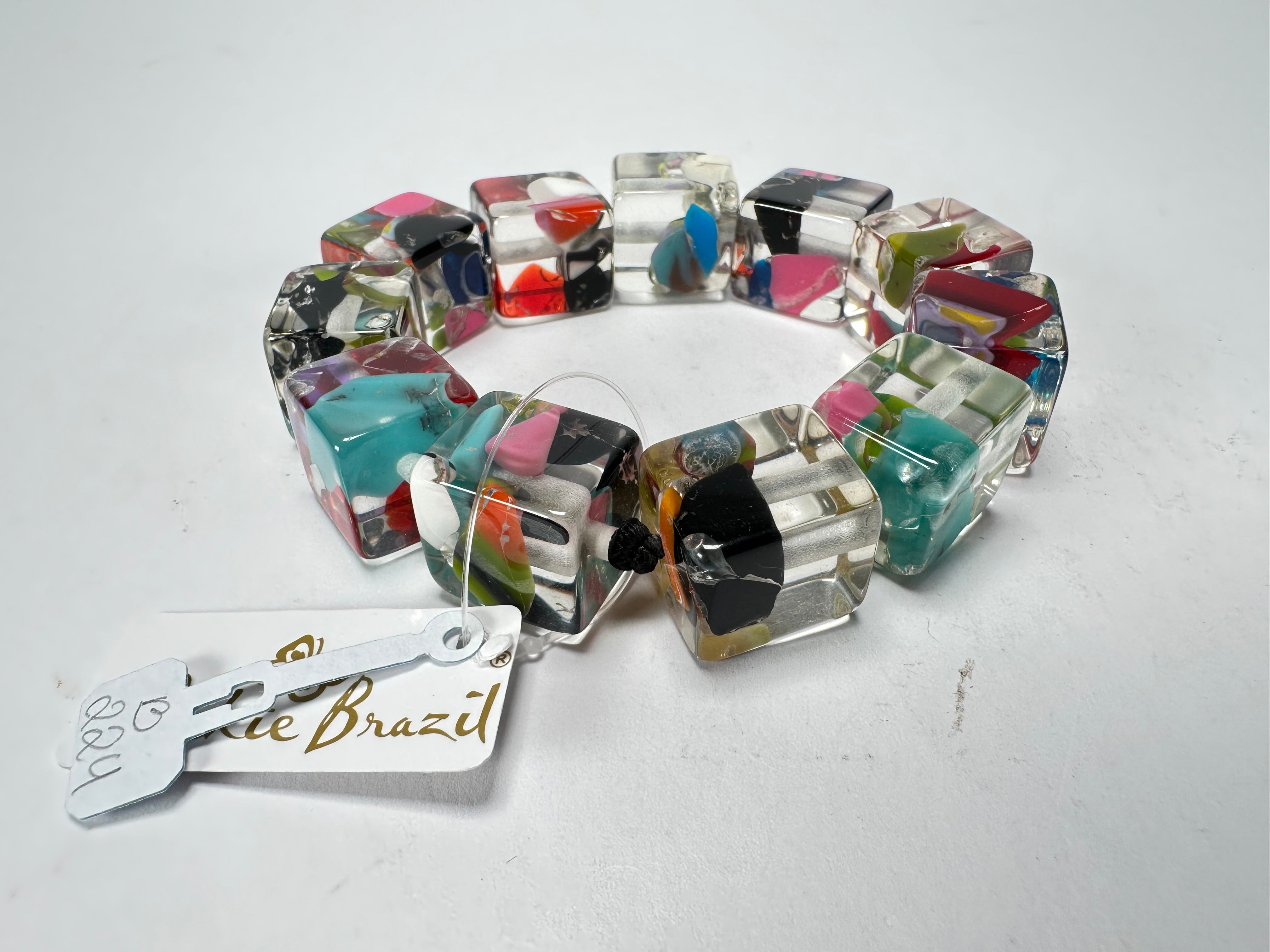 Jackie Brazil "Cascade" Liquorice Small Cubes Bracelet ( B0224 )