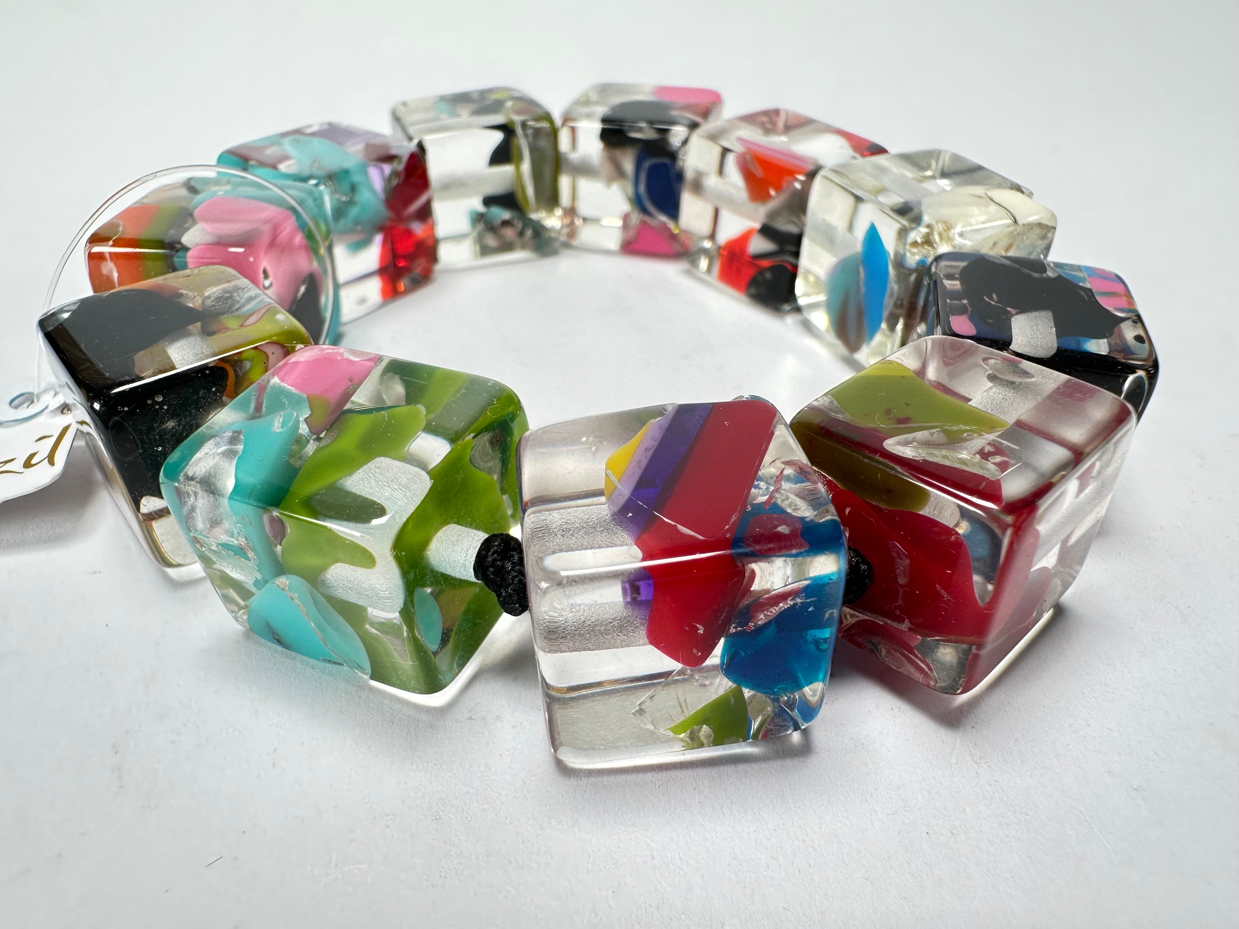 Jackie Brazil "Cascade" Liquorice Small Cubes Bracelet ( B0224 )