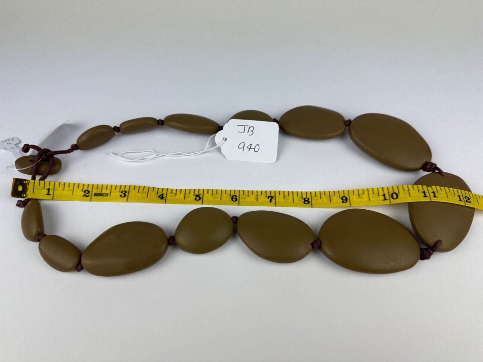 Jackie Brazil "Brown Matte" Long Flat Riverstones 65cm Necklace ( N3700 )