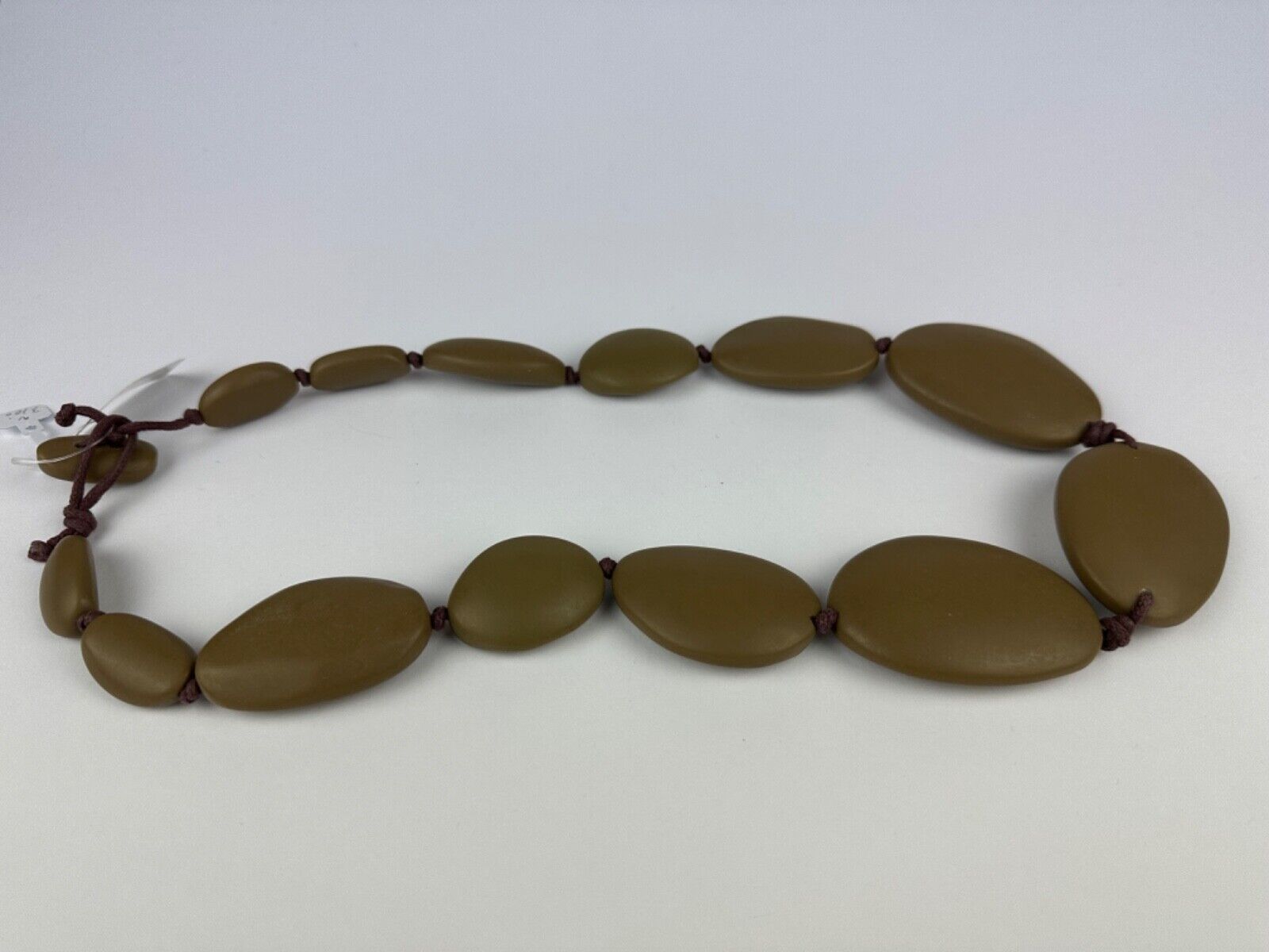 Jackie Brazil "Brown Matte" Long Flat Riverstones 65cm Necklace ( N3700 )