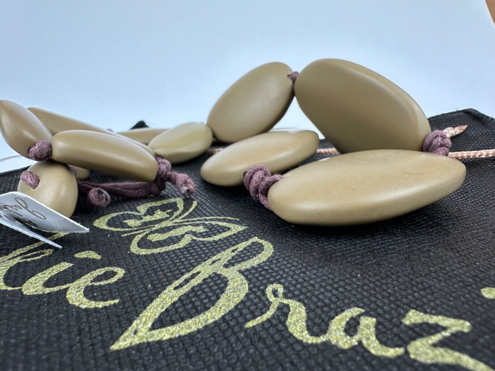 Jackie Brazil "Brown Matte" Long Flat Riverstones 65cm Necklace ( N3700 )