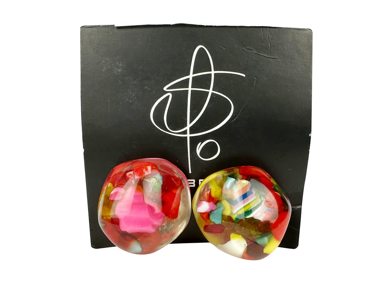 Jackie Brazil "Moda" Cascade  Abstract Clip On Resin Earrings ( E2962 )