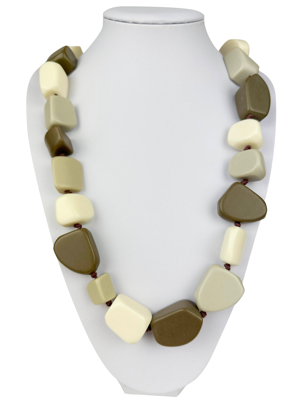 Jackie Brazil "Natural" Boheme Large Stones Long 75cm Resin Necklace ( N0425 )