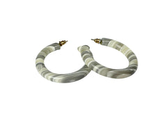 Jackie Brazil "Hoops" Liquorice Spring Cream Mix Resin Earrings ( E2215 )