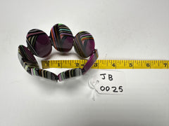 Jackie Brazil "Mouline" Purple Swirls 7 Piece Oval Elasticated Bracelet ( B3168 )