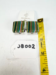 Jackie Brazil "Liquorice" Small Square Winter Mix Clip On Resin Earrings ( E0584 )