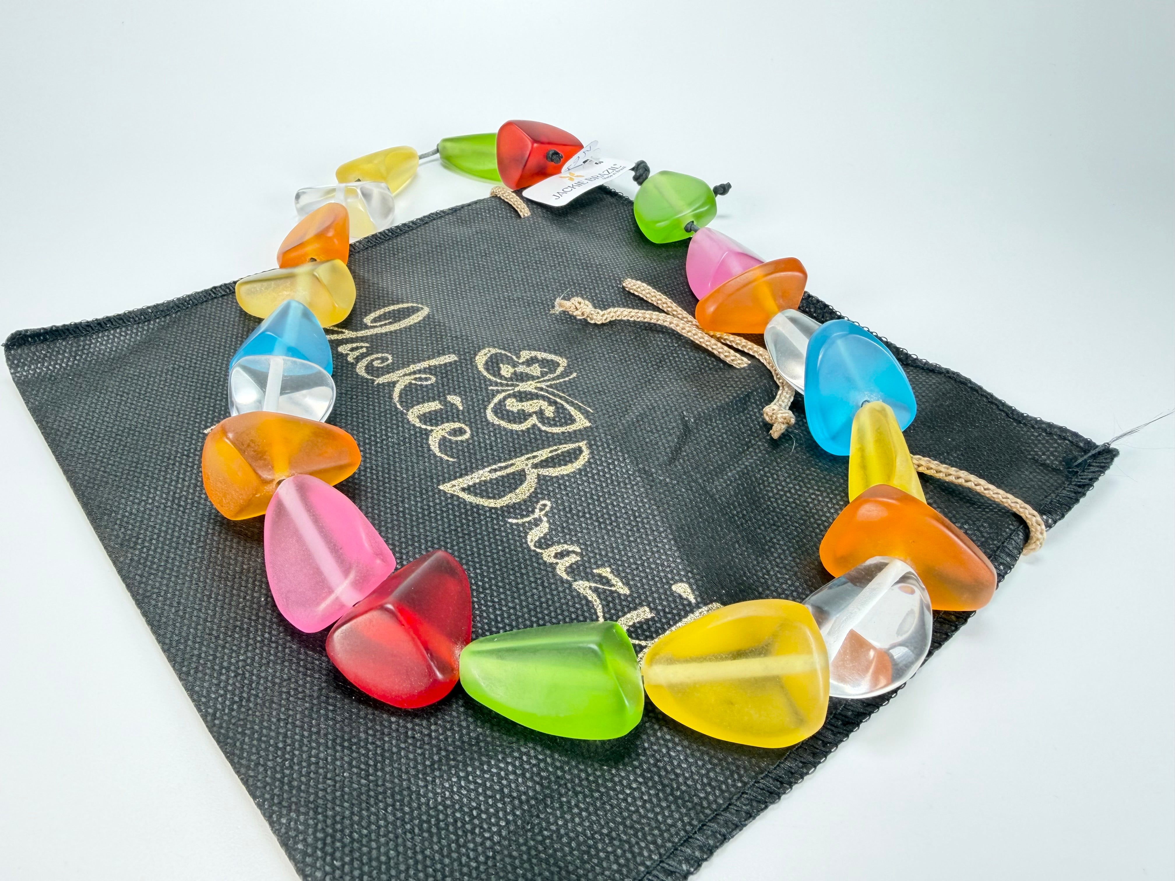 Jackie Brazil "Diamonds" Transparent Summer Frost Flintstone Bone 55cm Necklace ( N0061 )