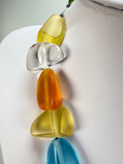 Jackie Brazil "Diamonds" Transparent Summer Frost Flintstone Bone 55cm Necklace ( N0061 )