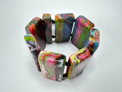 Jackie Brazil "Pop Art" Kandinsky 8 Squares Elasticated Bracelet ( B0376 )