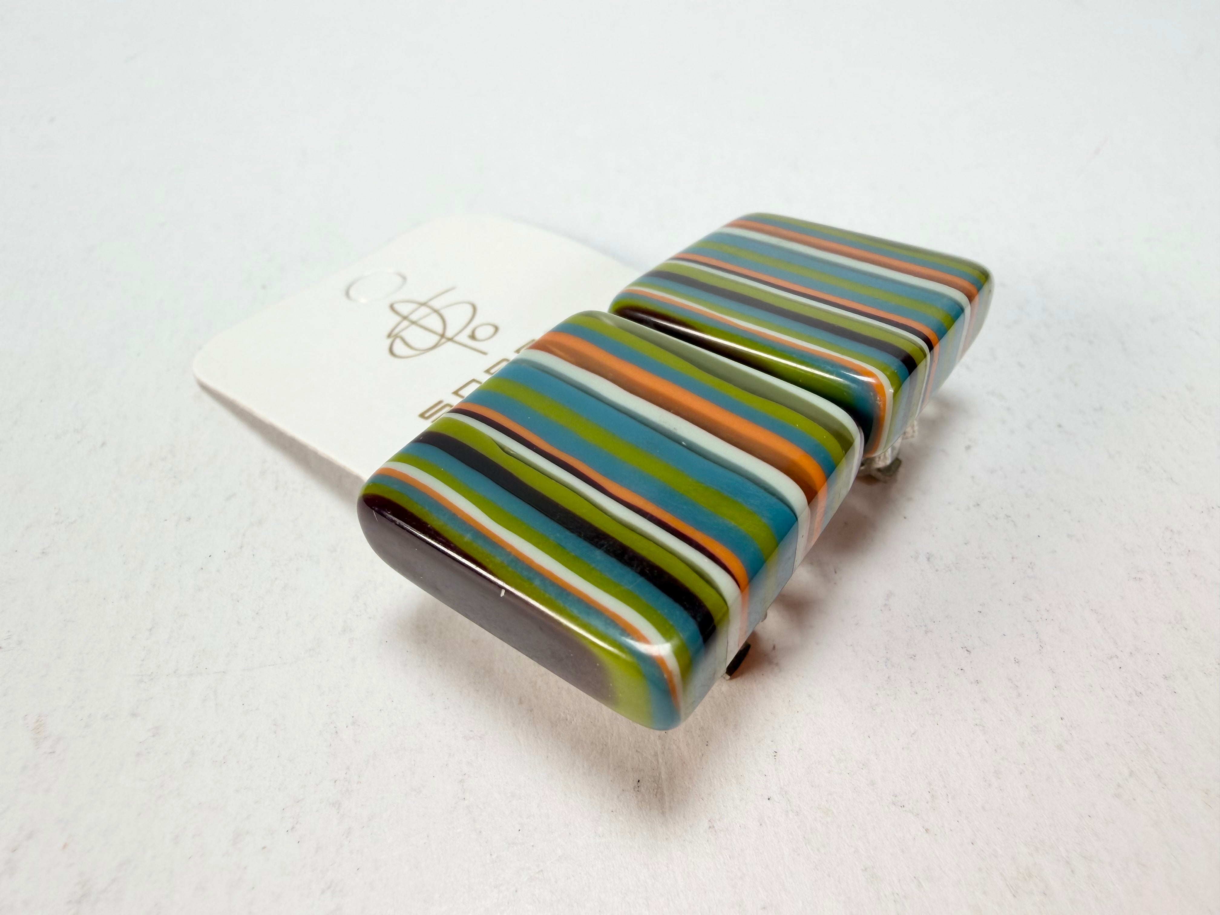 Jackie Brazil "Liquorice" Small Square Winter Mix Clip On Resin Earrings ( E0584 )