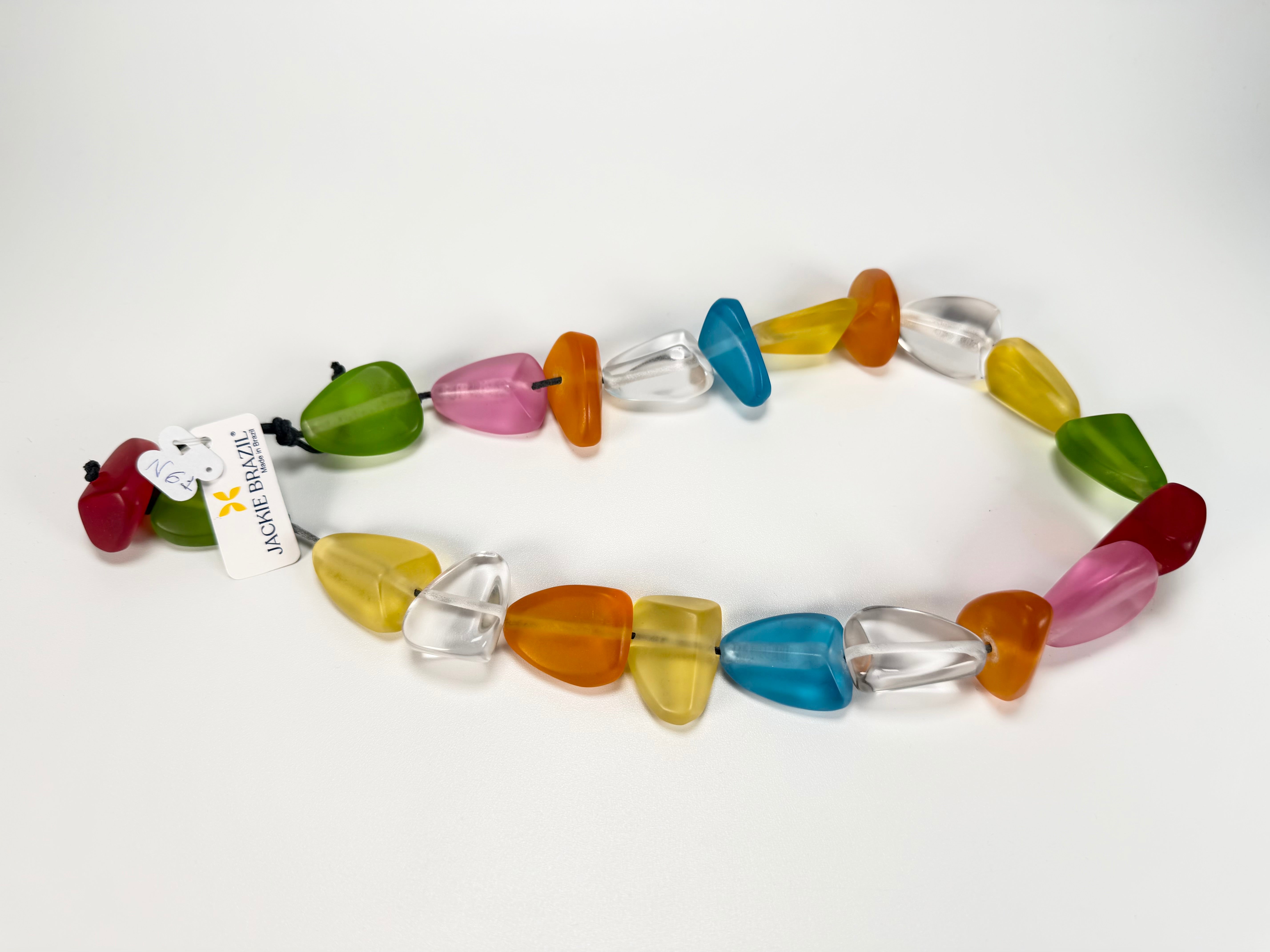 Jackie Brazil "Diamonds" Transparent Summer Frost Flintstone Bone 55cm Necklace ( N0061 )