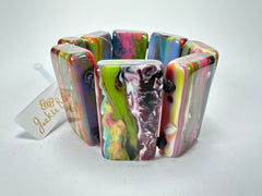 Jackie Brazil "Pop Art" Kandinsky 8 Squares Elasticated Bracelet ( B0376 )