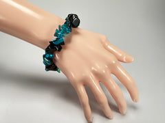 Jackie Brazil "Orient Express" 1 Strand Small Light Blue Mix Beads on Elastic Resin Bracelet ( B3547 )