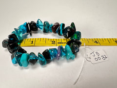 Jackie Brazil "Orient Express" 1 Strand Small Light Blue Mix Beads on Elastic Resin Bracelet ( B3547 )