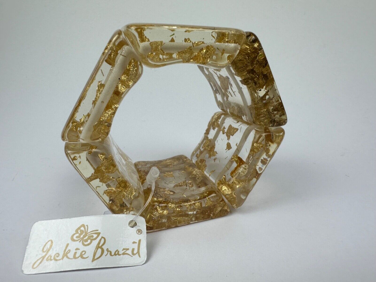 Jackie Brazil "Sabrina" Gold Flakes Elasticated Bracelet ( B0225 )