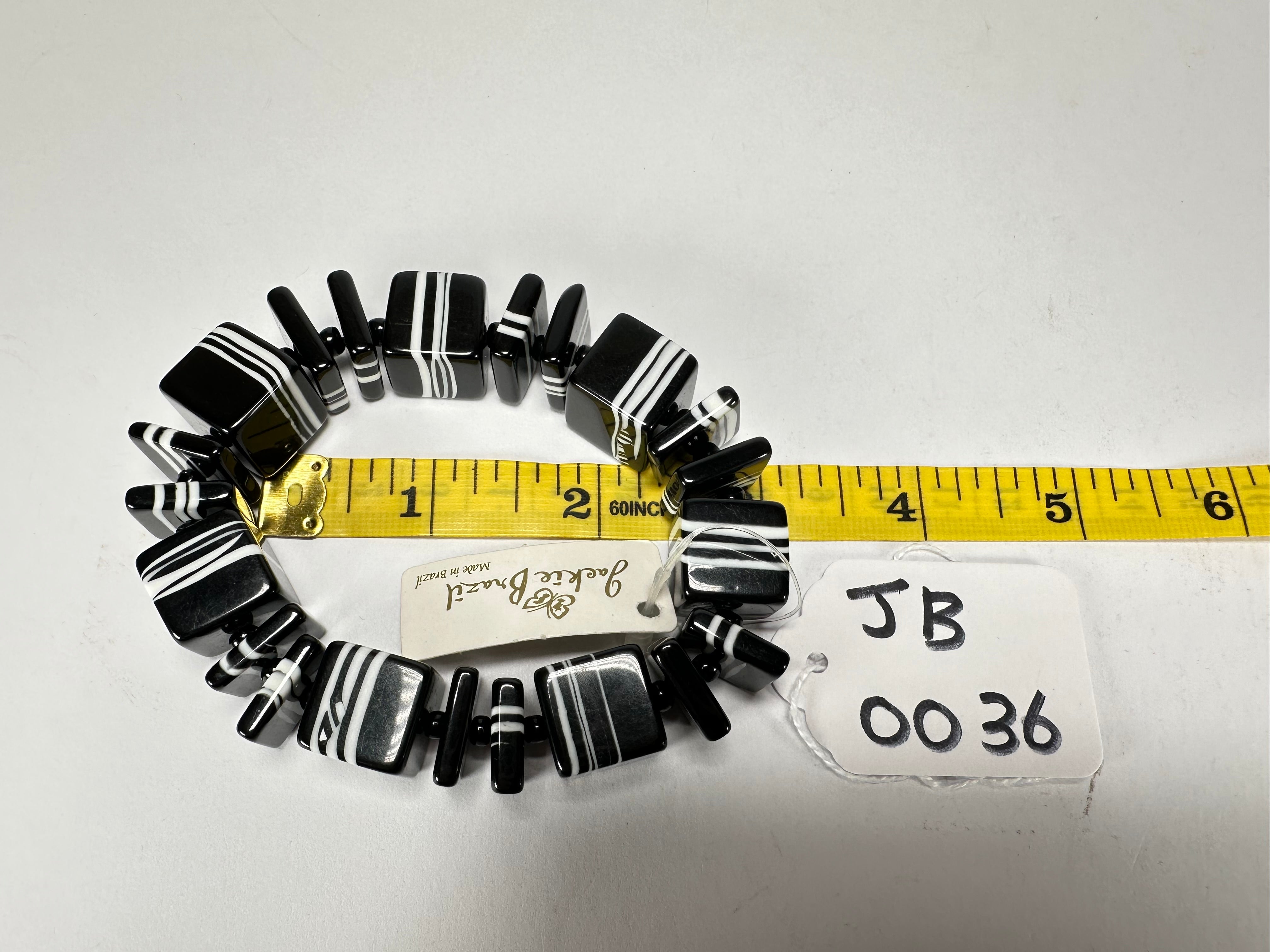 Jackie Brazil "Bar Code" Black & White Mix Squares Resin Bracelet ( B2201 )