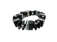 Jackie Brazil "Bar Code" Black & White Mix Squares Resin Bracelet ( B2201 )