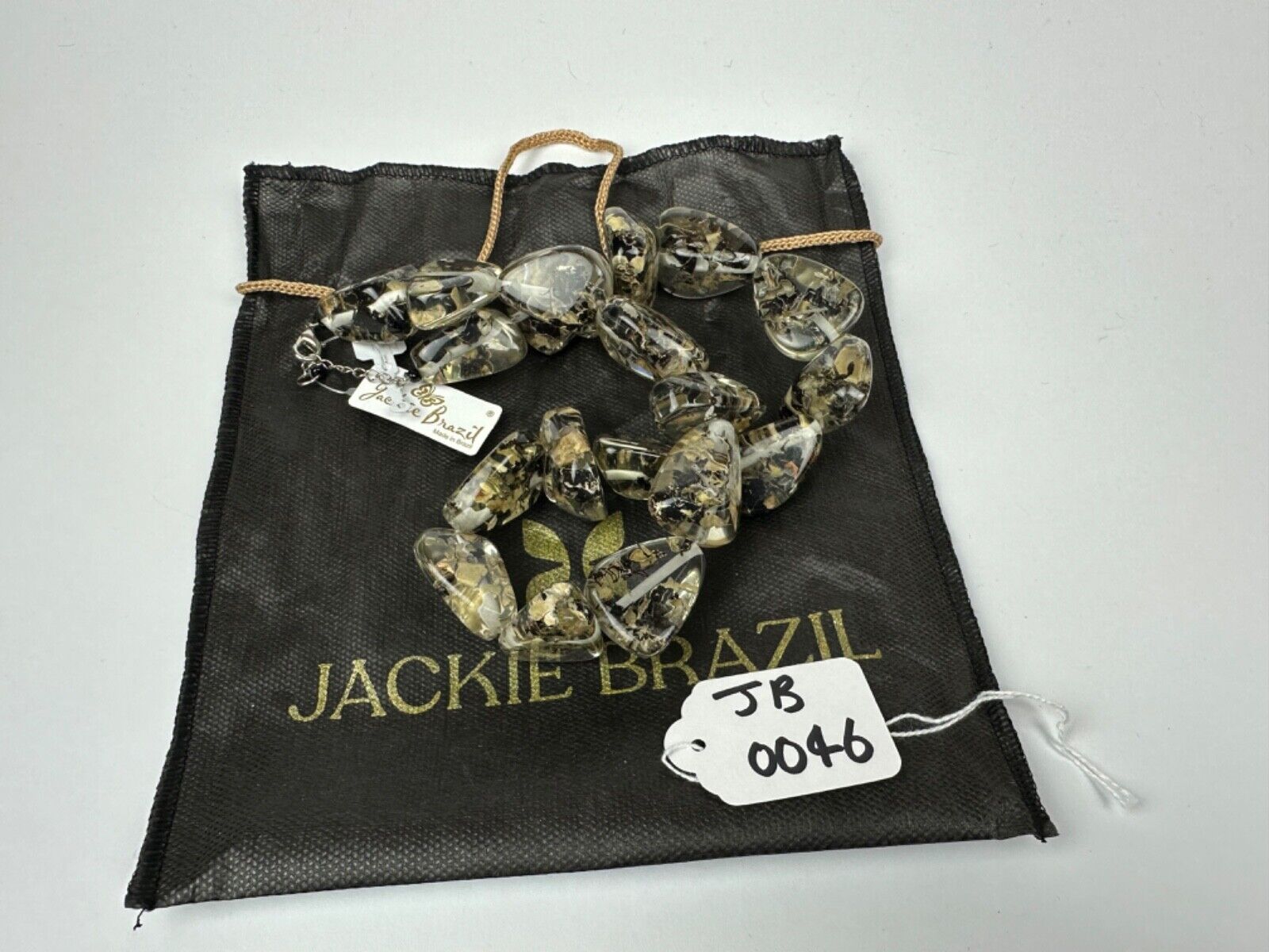 Jackie Brazil "Diamonds" Seaweed Flintstone Bone 55cm Necklace ( N0061 )