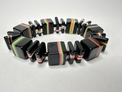 Jackie Brazil "Bar Code" Black & Liquorice Mix Squares Resin Bracelet ( B2201 )