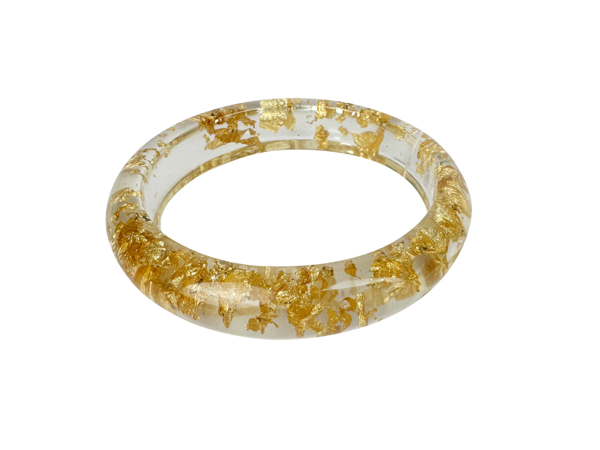 Jackie Brazil "Cushie" Gold Flakes Solid Round 1.3cm Bangle ( B0300 )