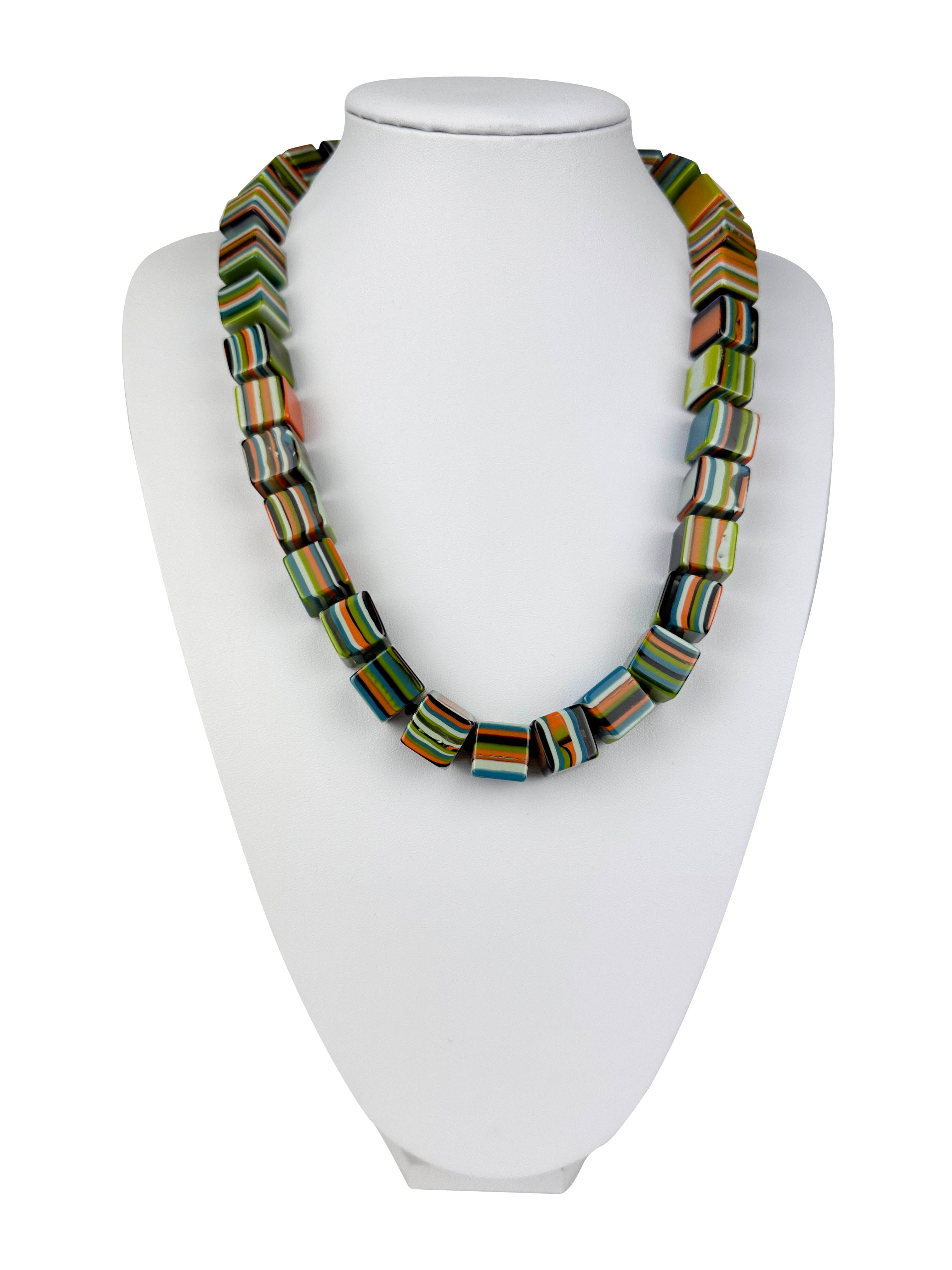 Jackie Brazil "POP" Liquorice Winter Mix Small Cubes 65cm Necklace ( N0046 )