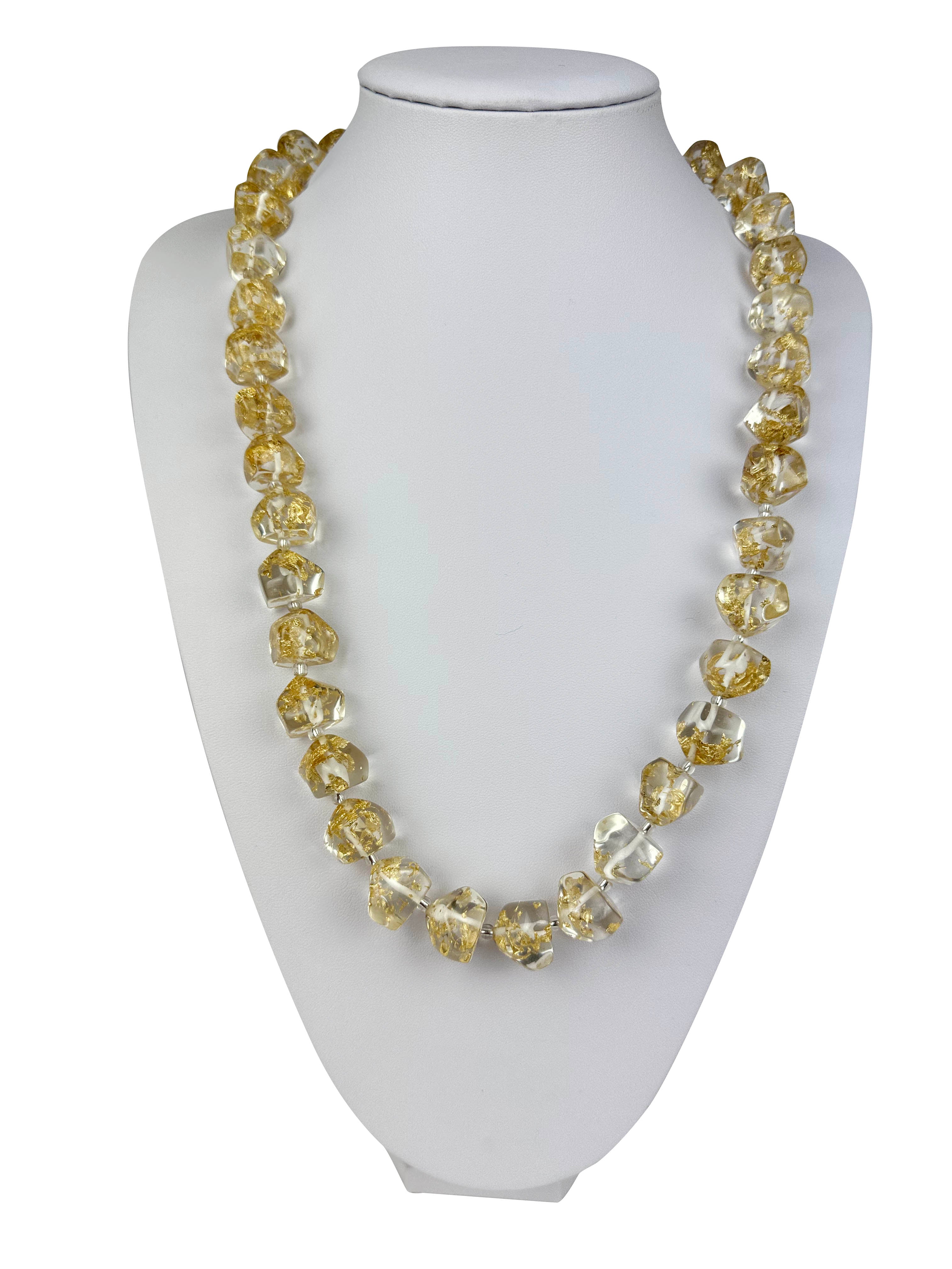 Jackie Brazil "Camille" Gold Flakes Small Stones 70cm Necklace ( N0075 )