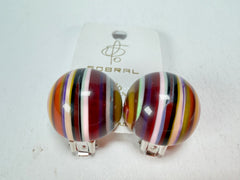 Jackie Brazil "Liquorice Stripes" Round Balls Clip On Resin Earrings ( E1337 )