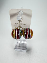 Jackie Brazil "Liquorice Stripes" Round Balls Clip On Resin Earrings ( E1337 )