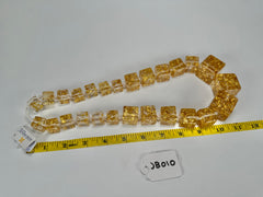Jackie Brazil "Gold Flakes" Mix Size Liquorice Cubes Resin Necklace ( N3343 )