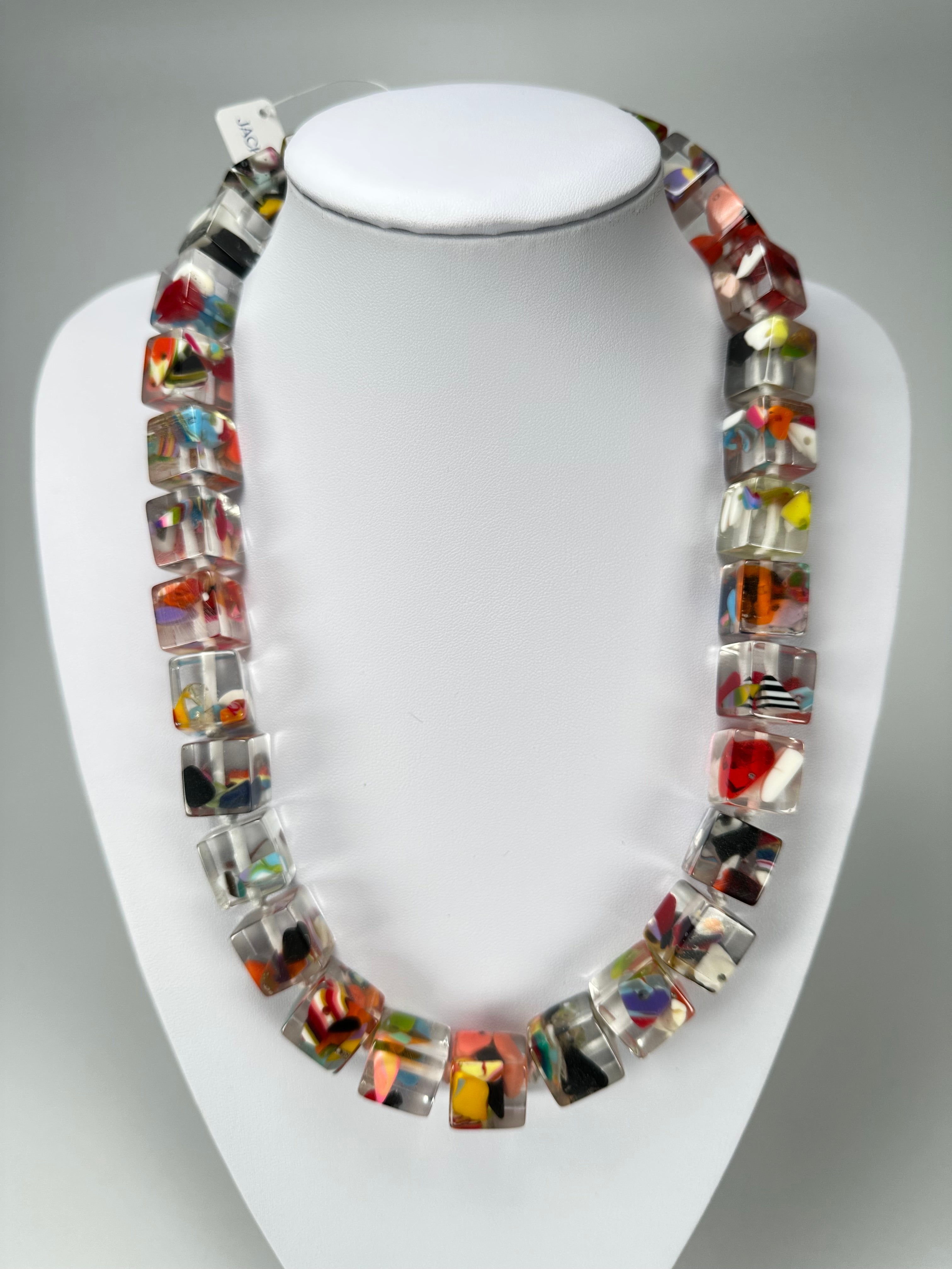 Jackie Brazil "POP" Cascade Liquorice Small Cubes 65cm Necklace ( N0046 )