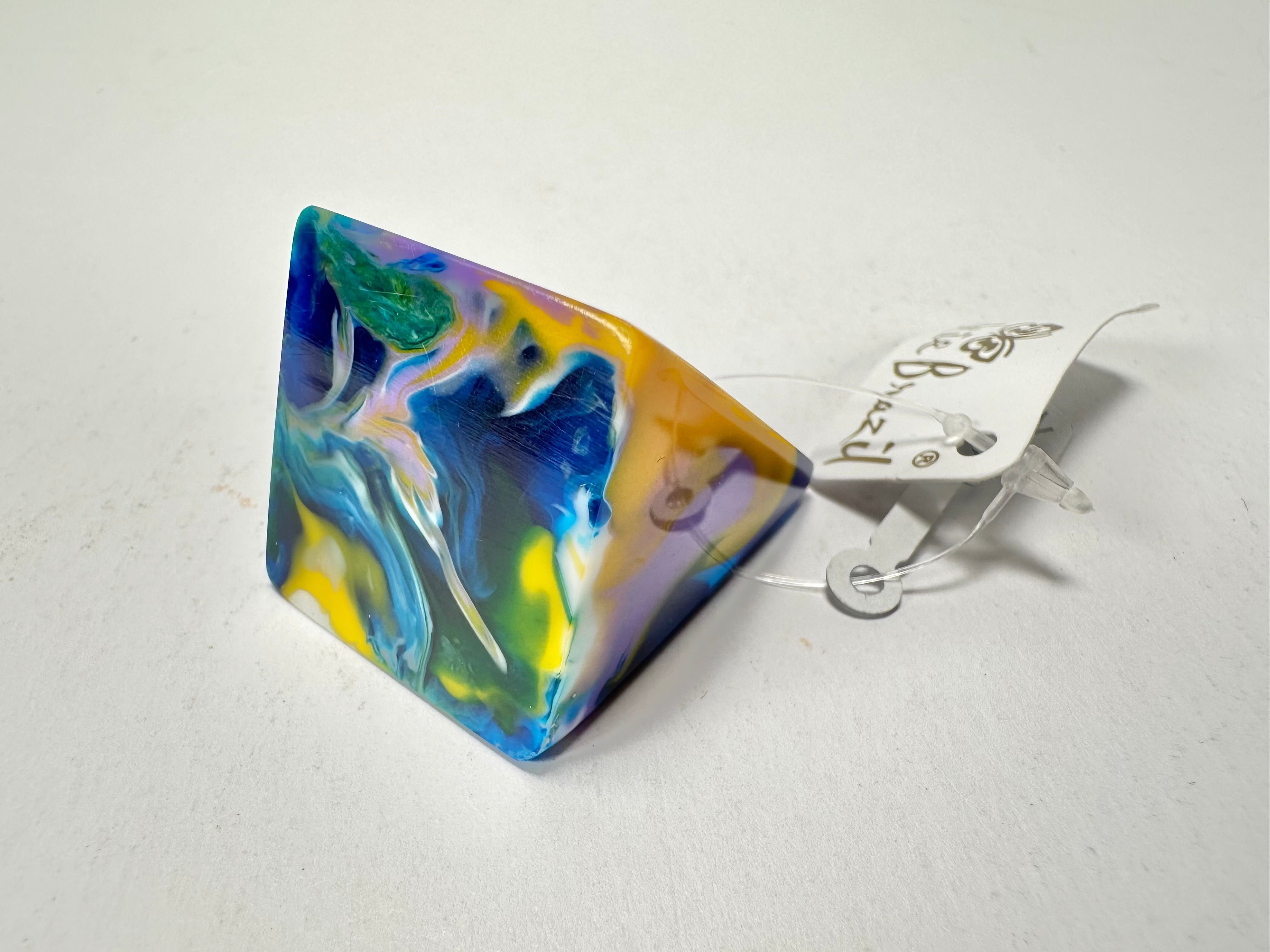 Jackie Brazil "Marble" Large Square Resin Ring ( R1715 ) Size UK T / USA 9.5