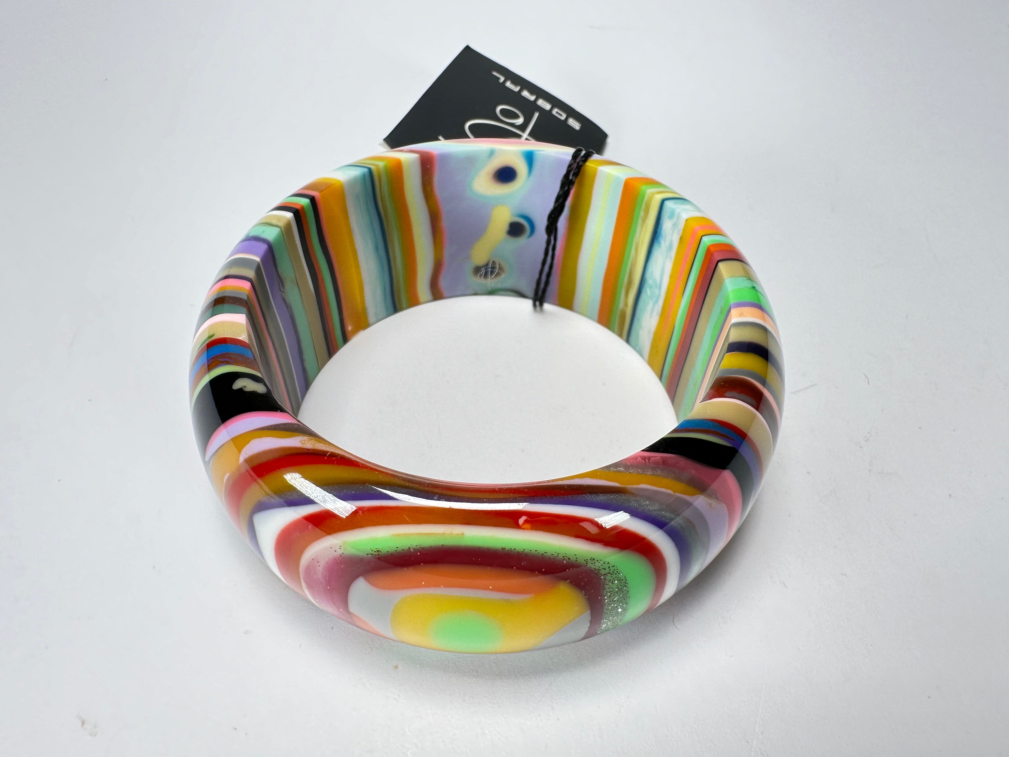 Jackie Brazil "All Sorts "Liquorice w/Cat Eye Mix Colours 3.4cm Bangle ( B2444 )