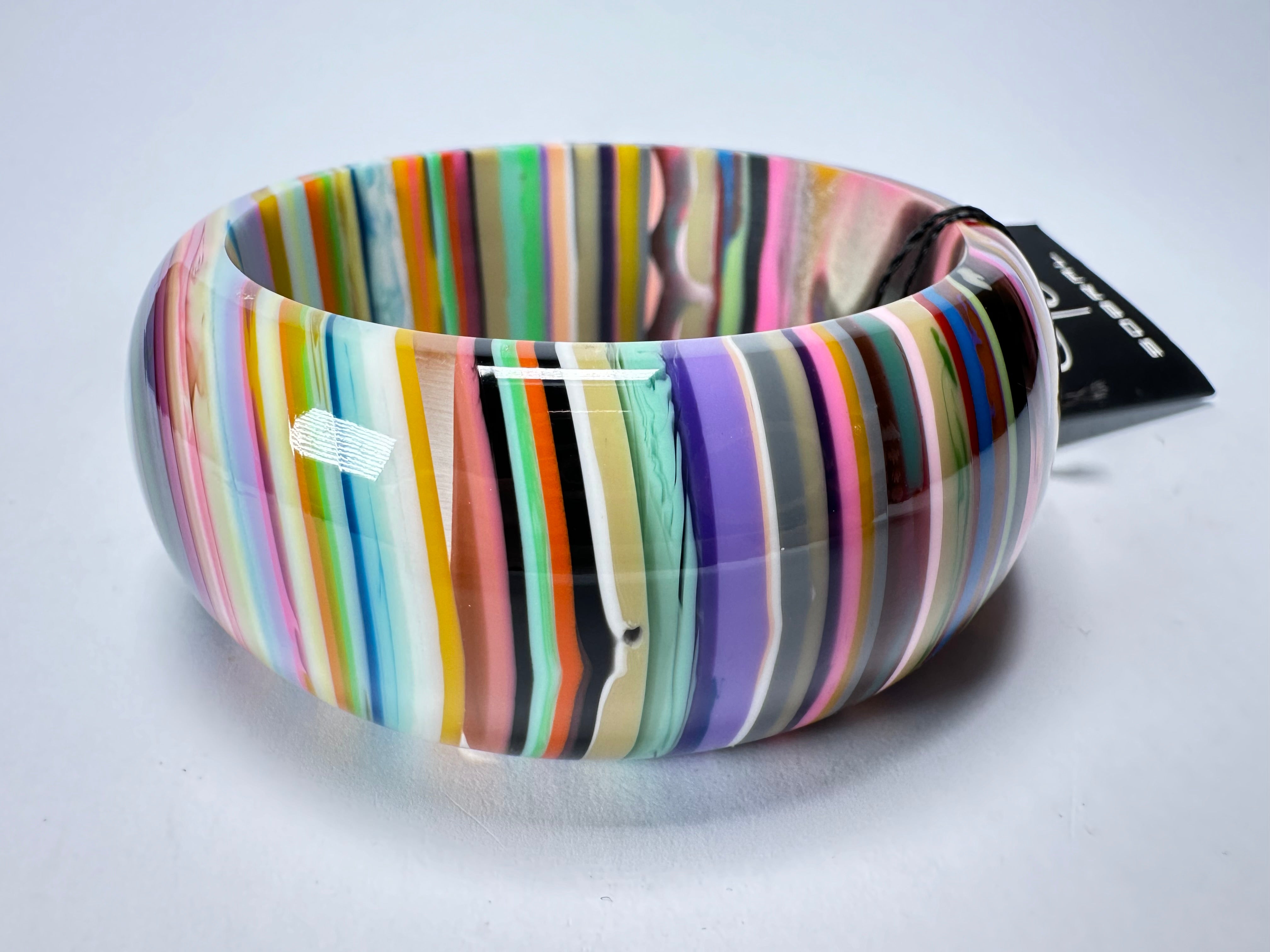 Jackie Brazil "All Sorts "Liquorice w/Cat Eye Mix Colours 3.4cm Bangle ( B2444 )