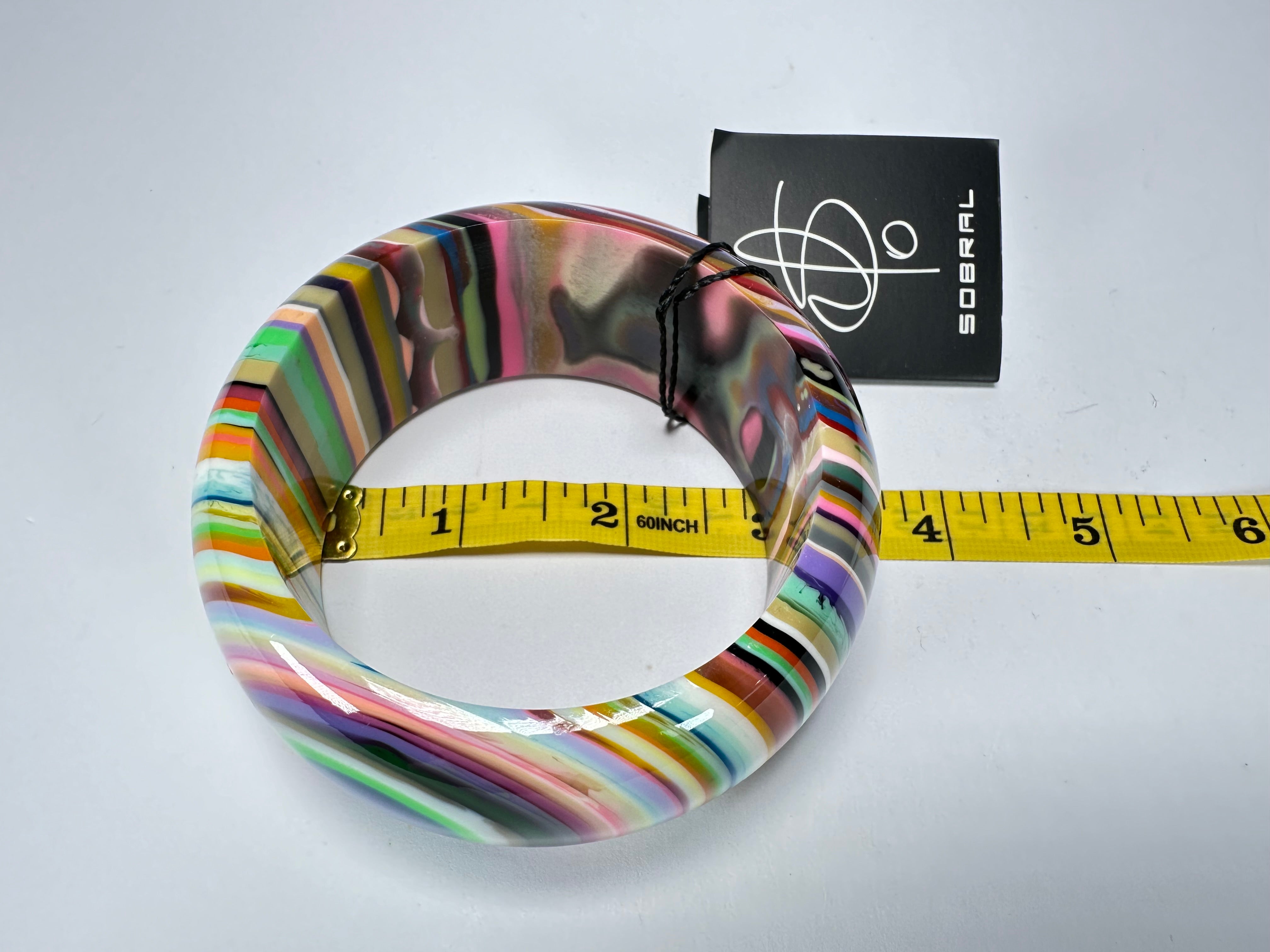 Jackie Brazil "All Sorts "Liquorice w/Cat Eye Mix Colours 3.4cm Bangle ( B2444 )