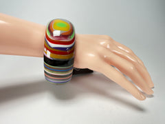 Jackie Brazil "All Sorts "Liquorice w/Cat Eye Mix Colours 3.4cm Bangle ( B2444 )