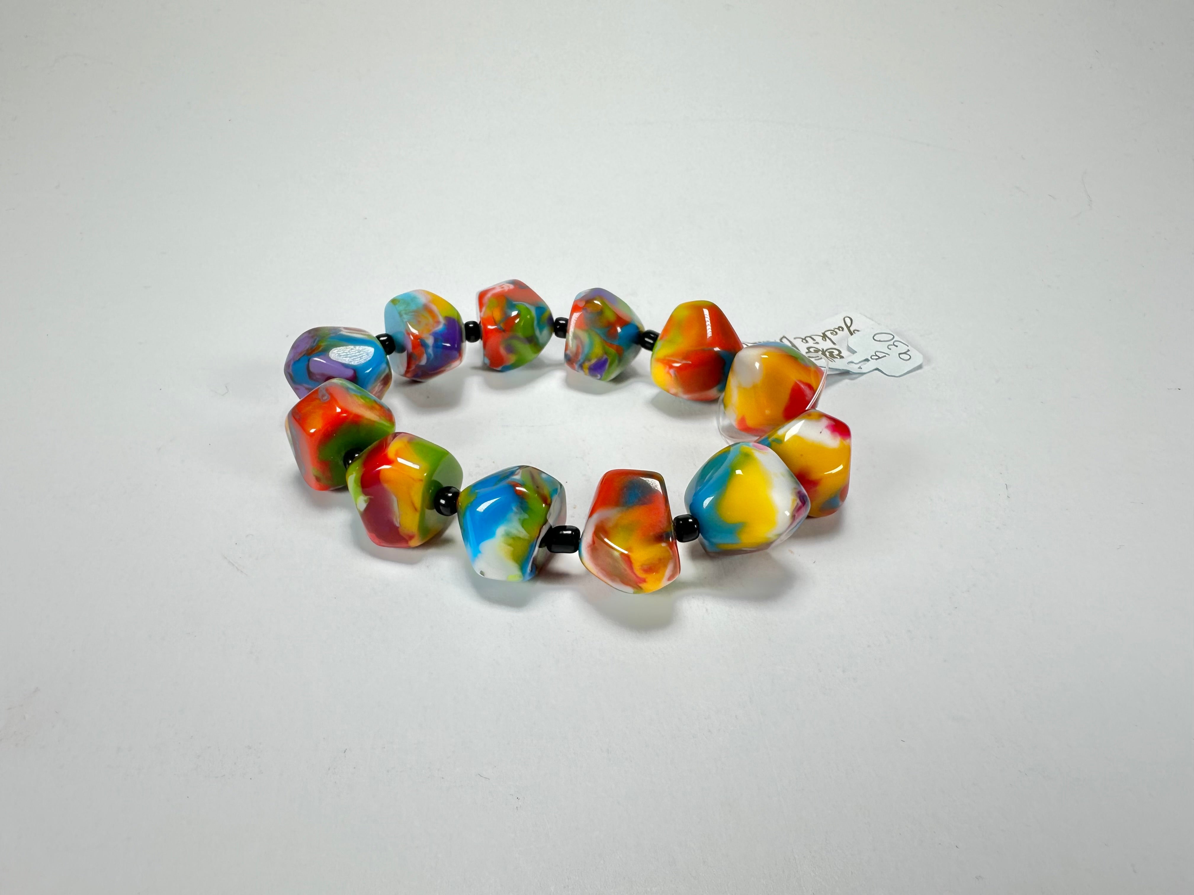 Jackie Brazil "Camille" Kandinsky Small Abstract Stones Resin Bracelet ( B0930 )