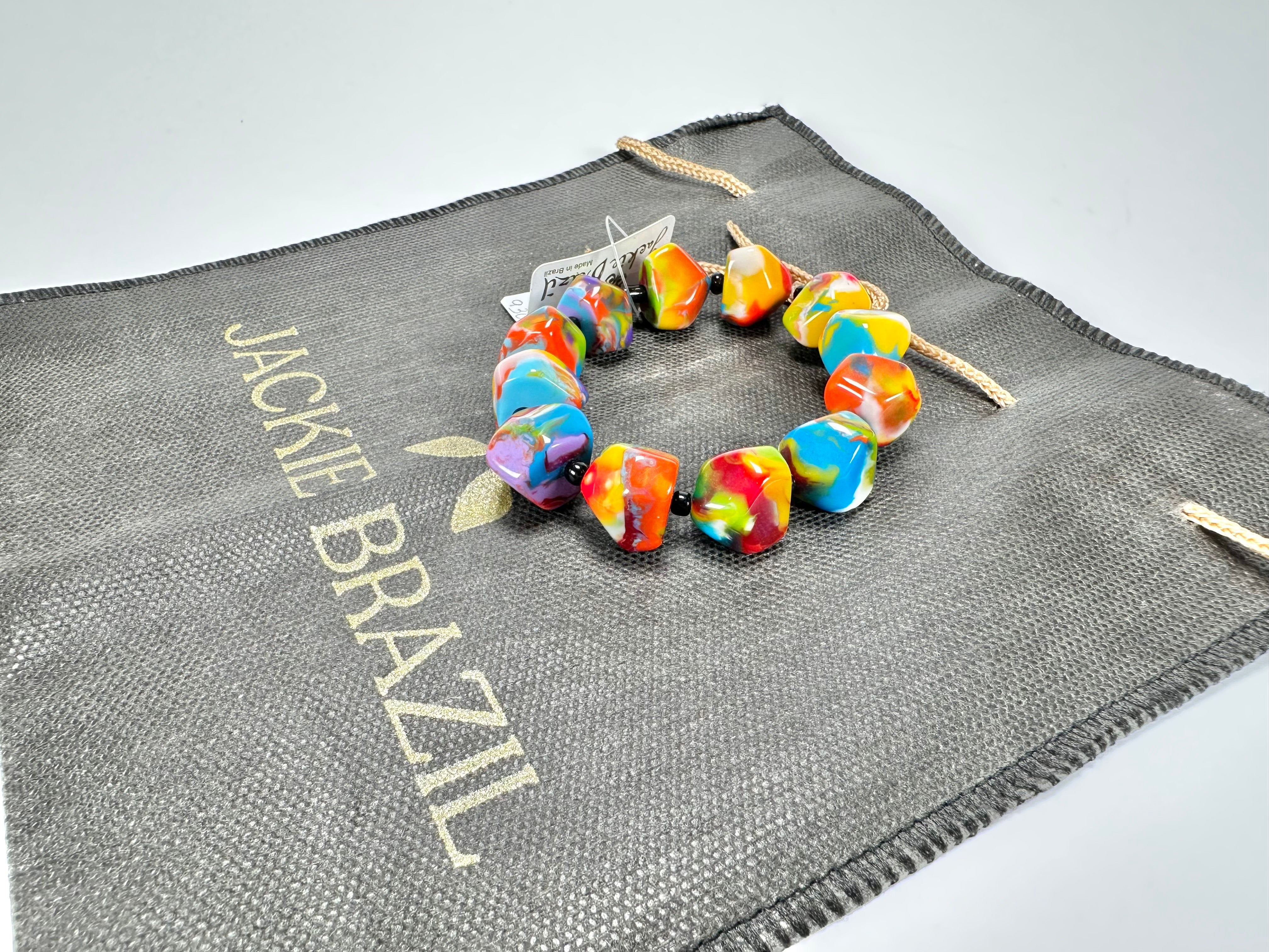 Jackie Brazil "Camille" Kandinsky Small Abstract Stones Resin Bracelet ( B0930 )