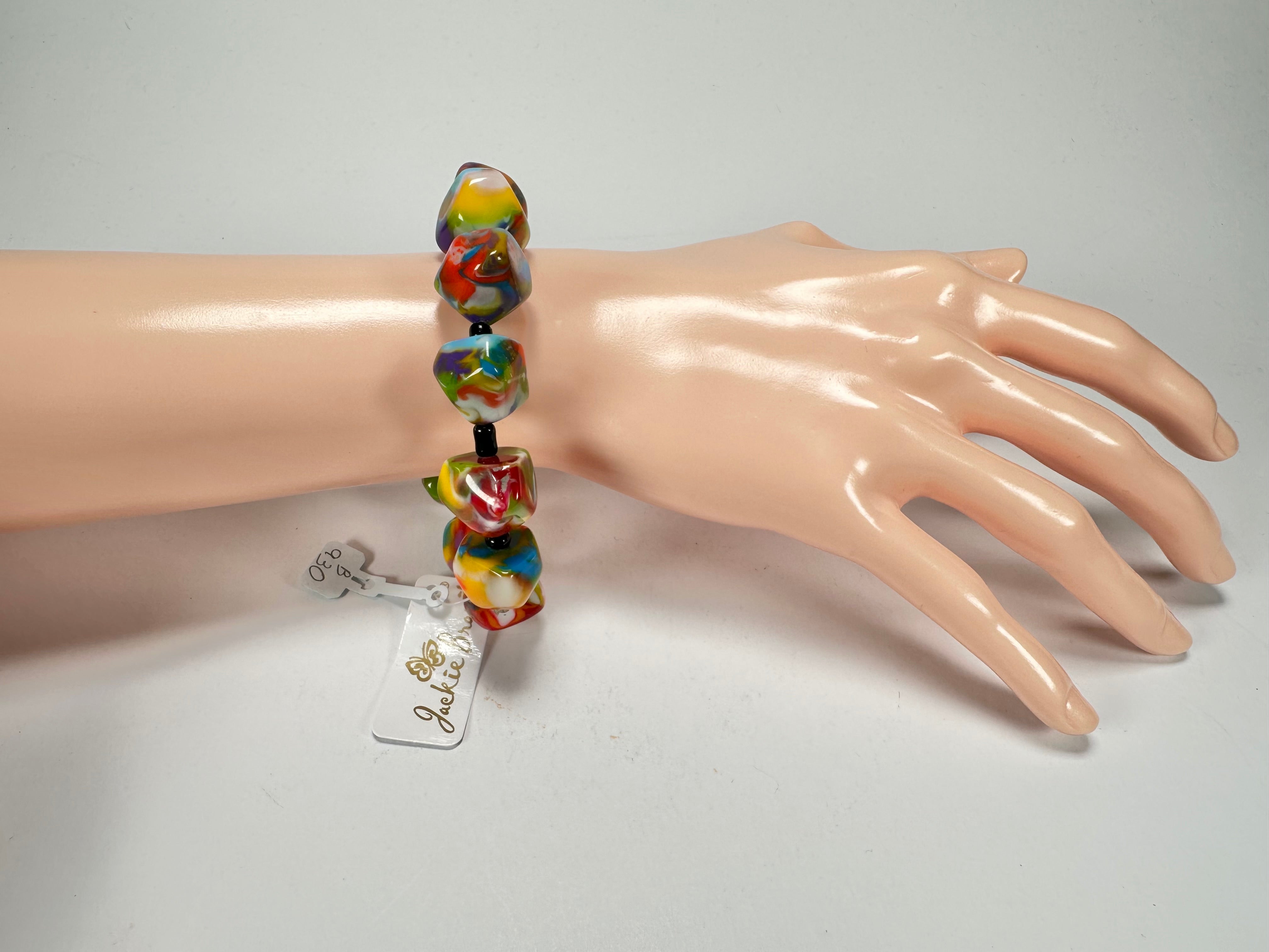 Jackie Brazil "Camille" Kandinsky Small Abstract Stones Resin Bracelet ( B0930 )