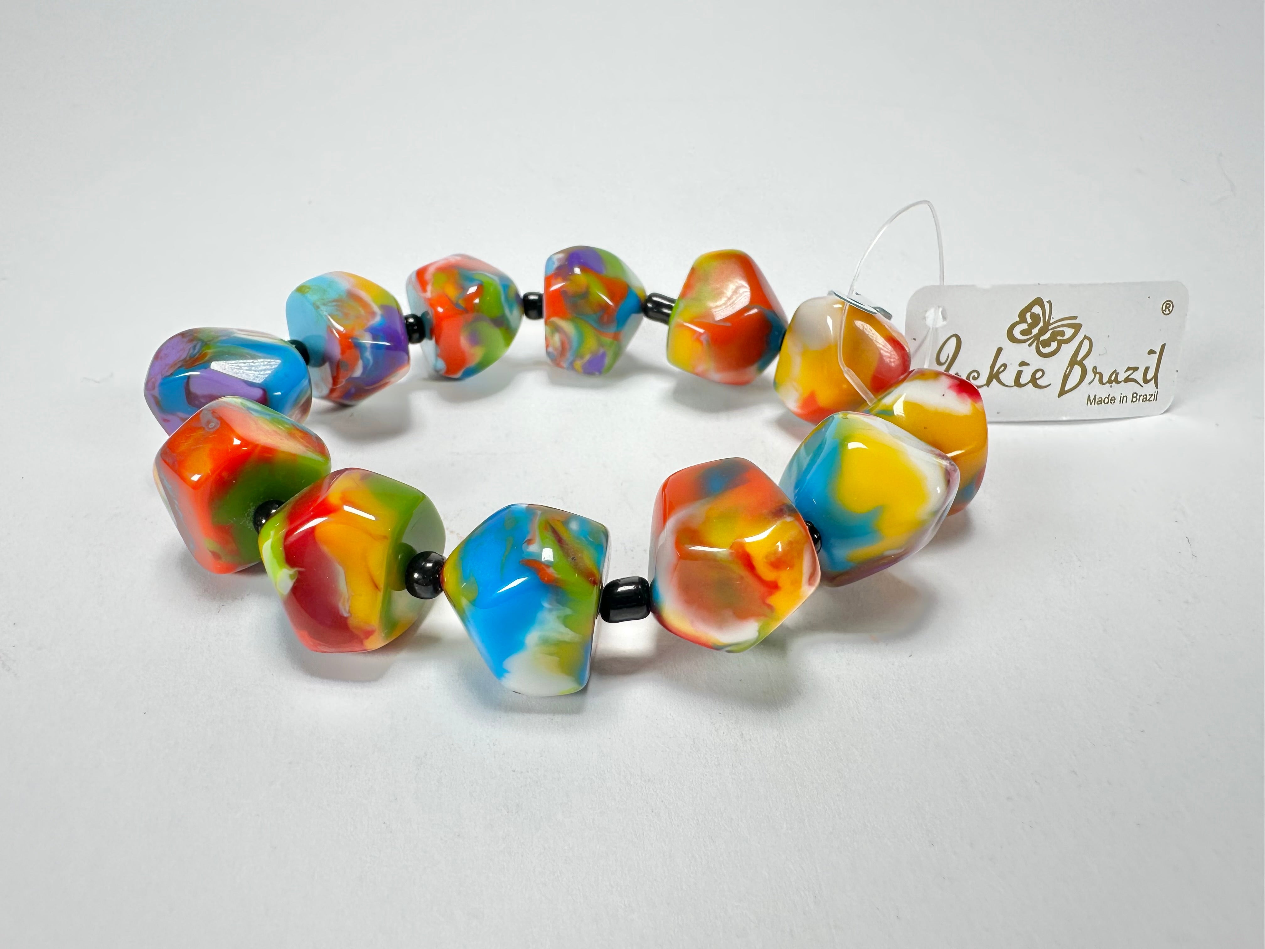 Jackie Brazil "Camille" Kandinsky Small Abstract Stones Resin Bracelet ( B0930 )