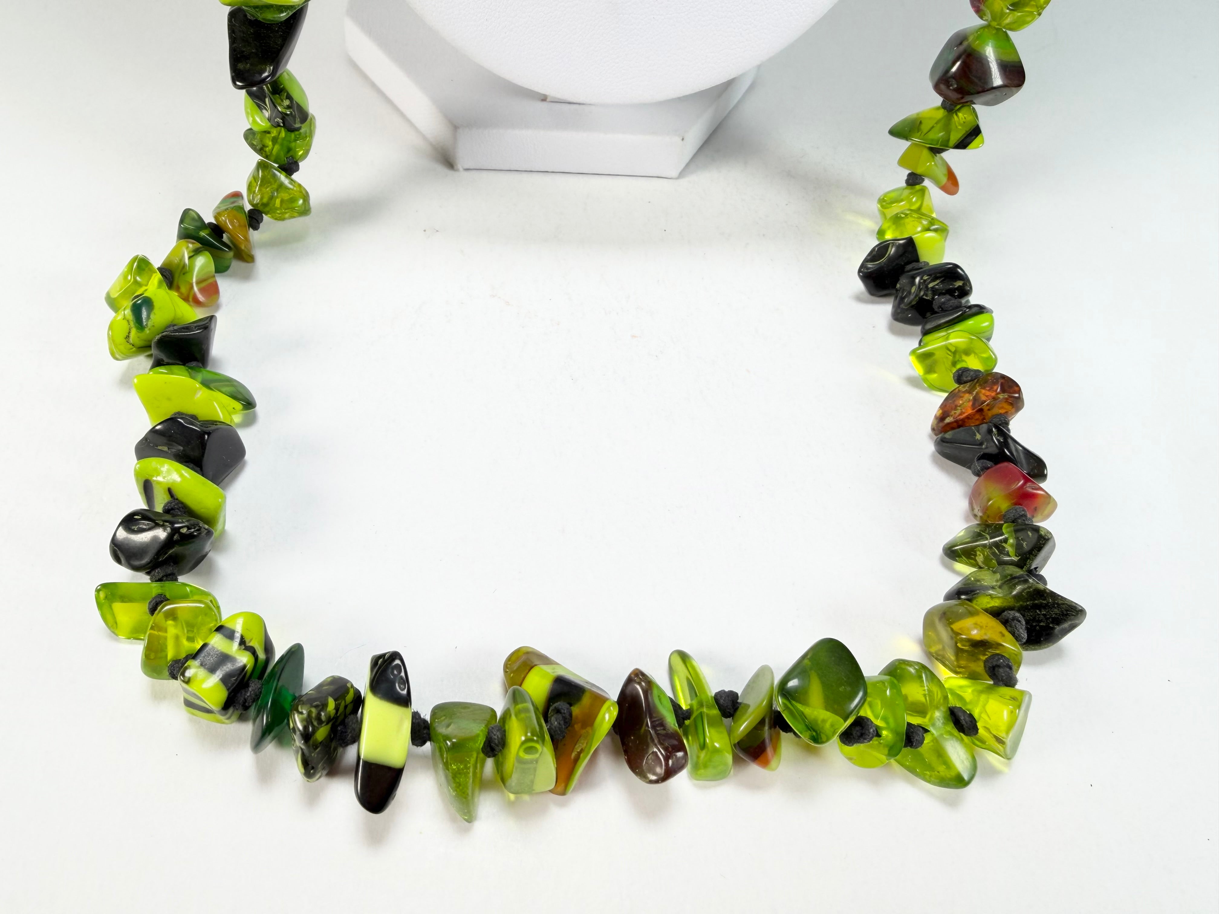 Jackie Brazil "Orient Express" 1 Strand Small Light Green Mix Bead Long 110cm Necklace ( N3571 )