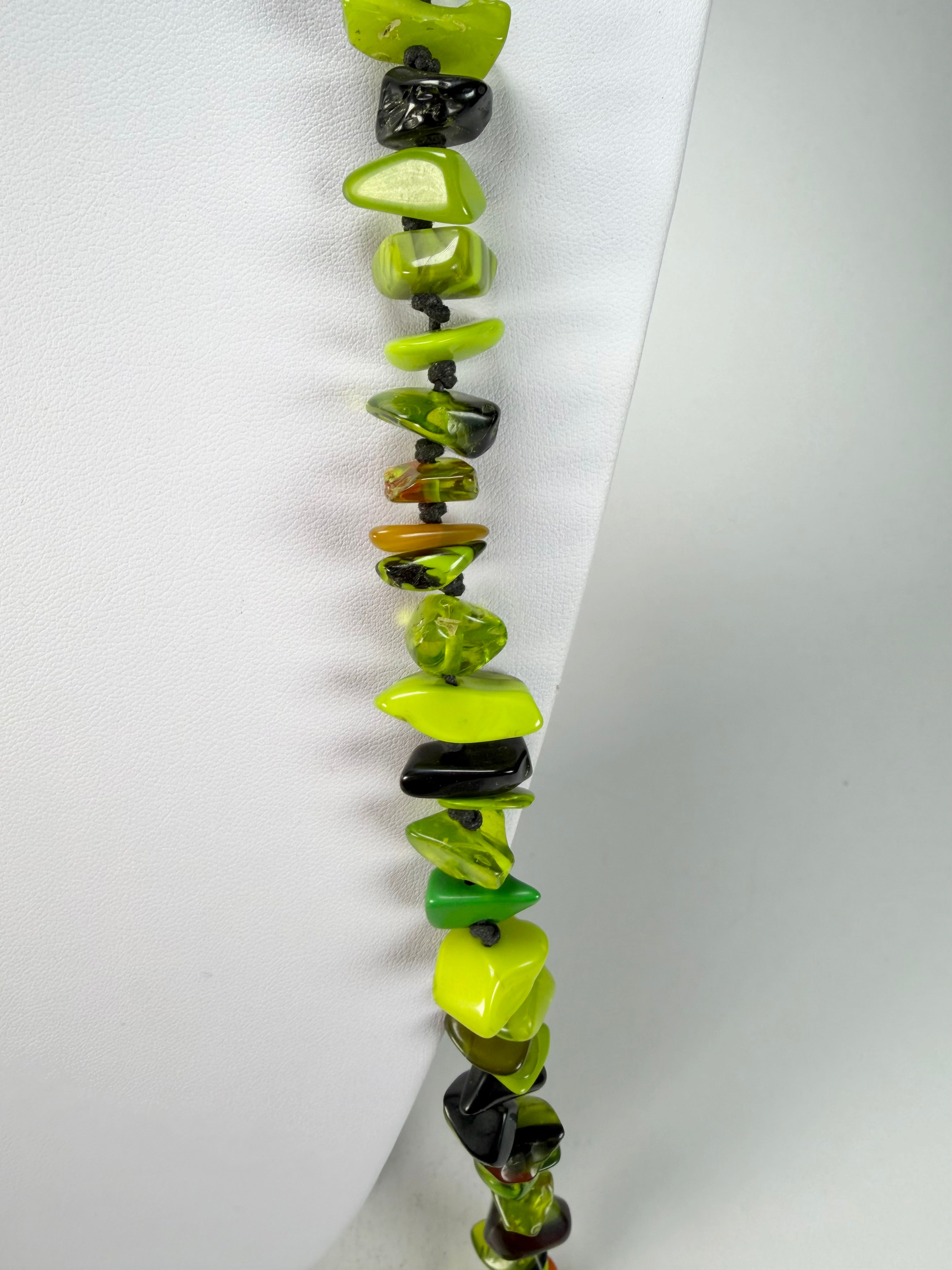 Jackie Brazil "Orient Express" 1 Strand Small Light Green Mix Bead Long 110cm Necklace ( N3571 )