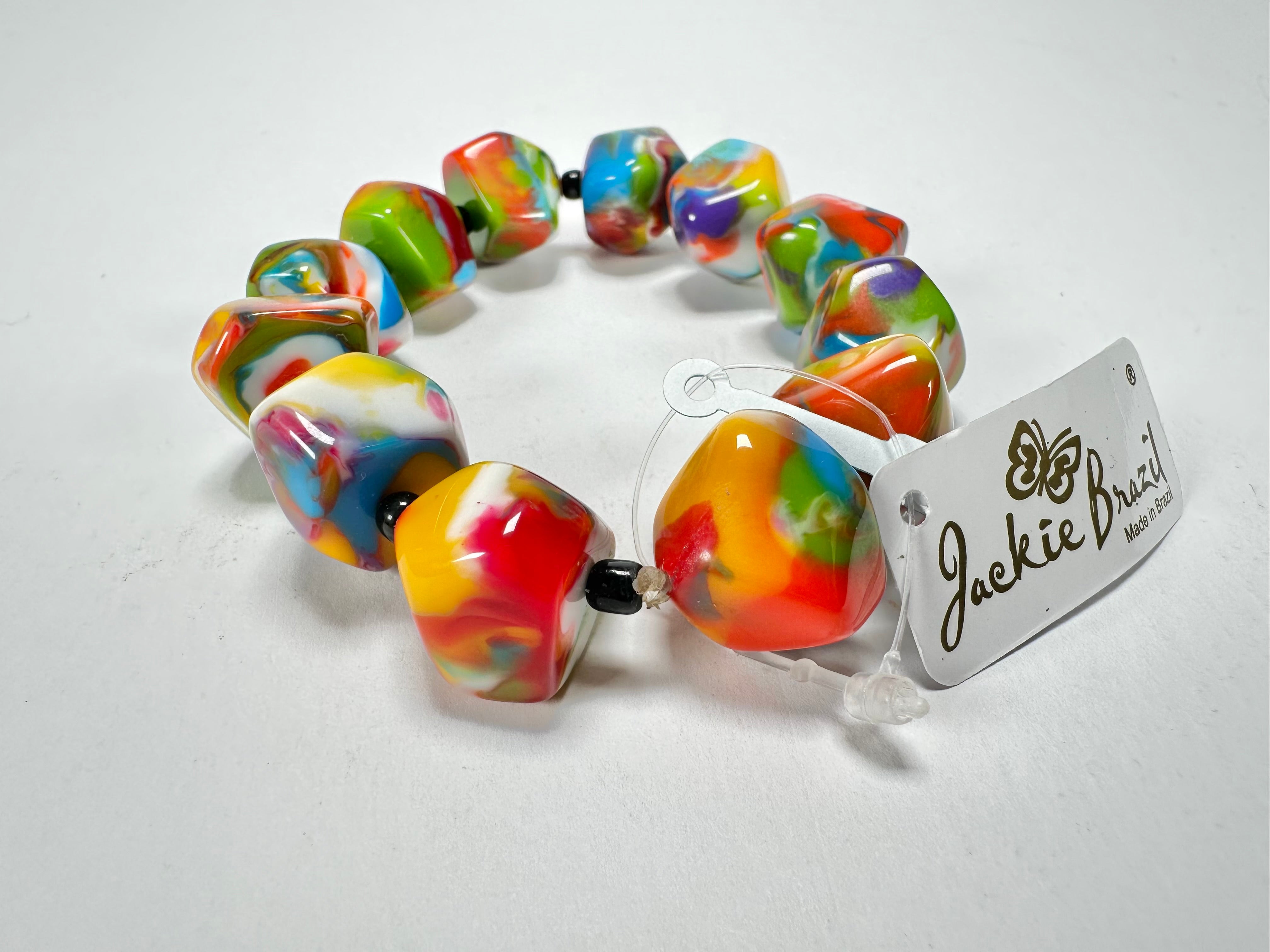 Jackie Brazil "Camille" Kandinsky Small Abstract Stones Resin Bracelet ( B0930 )