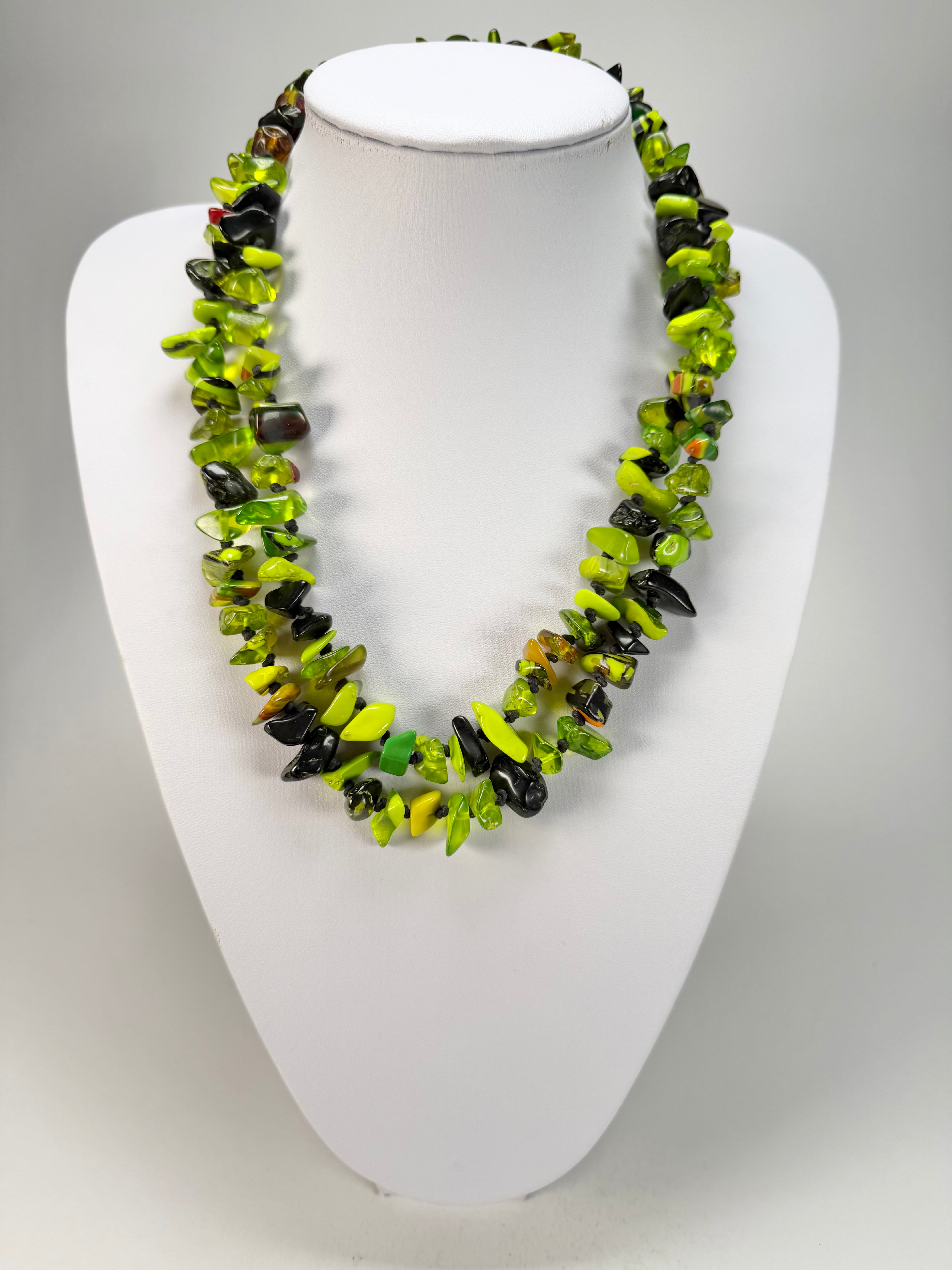 Jackie Brazil "Orient Express" 1 Strand Small Light Green Mix Bead Long 110cm Necklace ( N3571 )