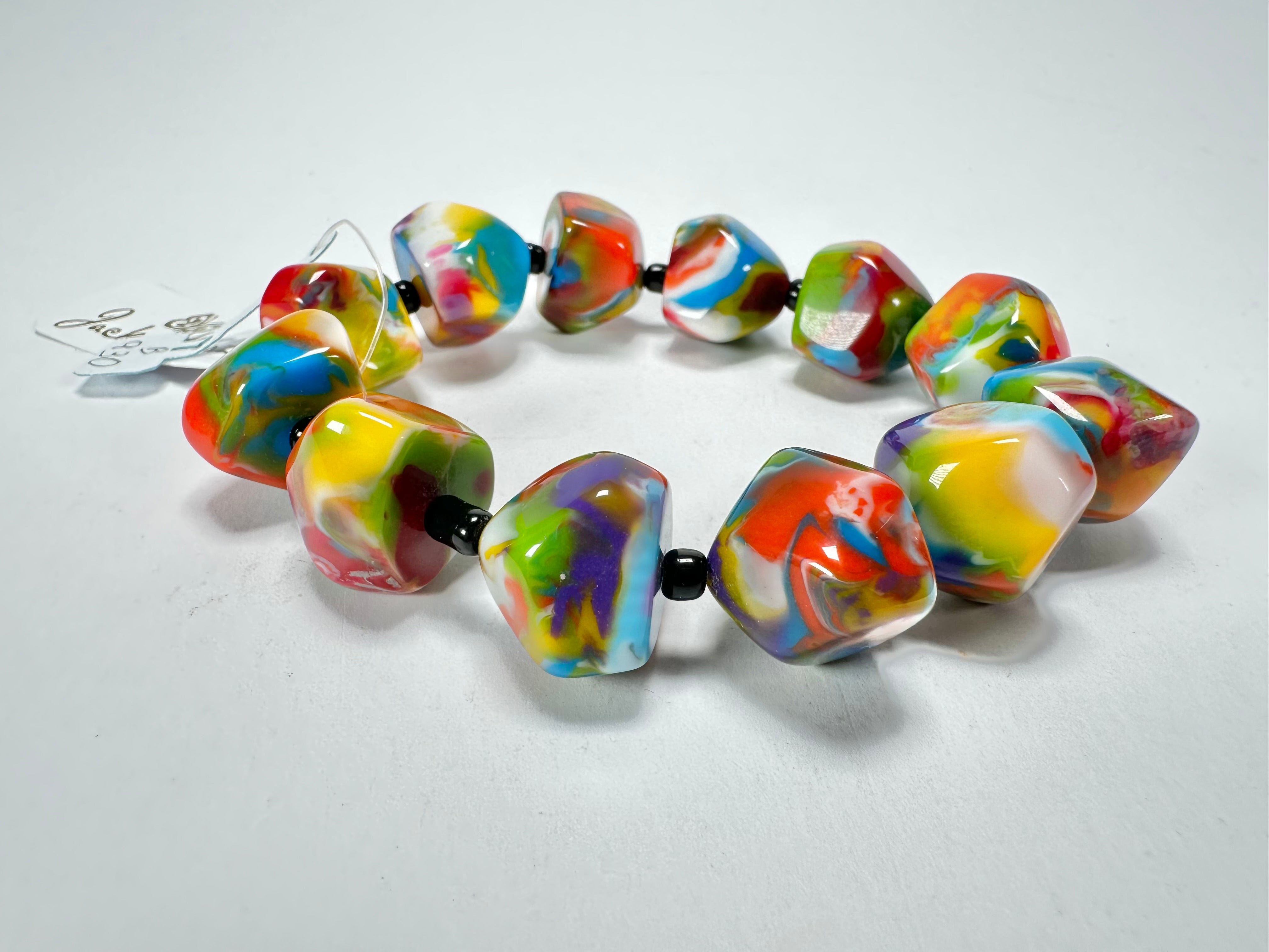 Jackie Brazil "Camille" Kandinsky Small Abstract Stones Resin Bracelet ( B0930 )