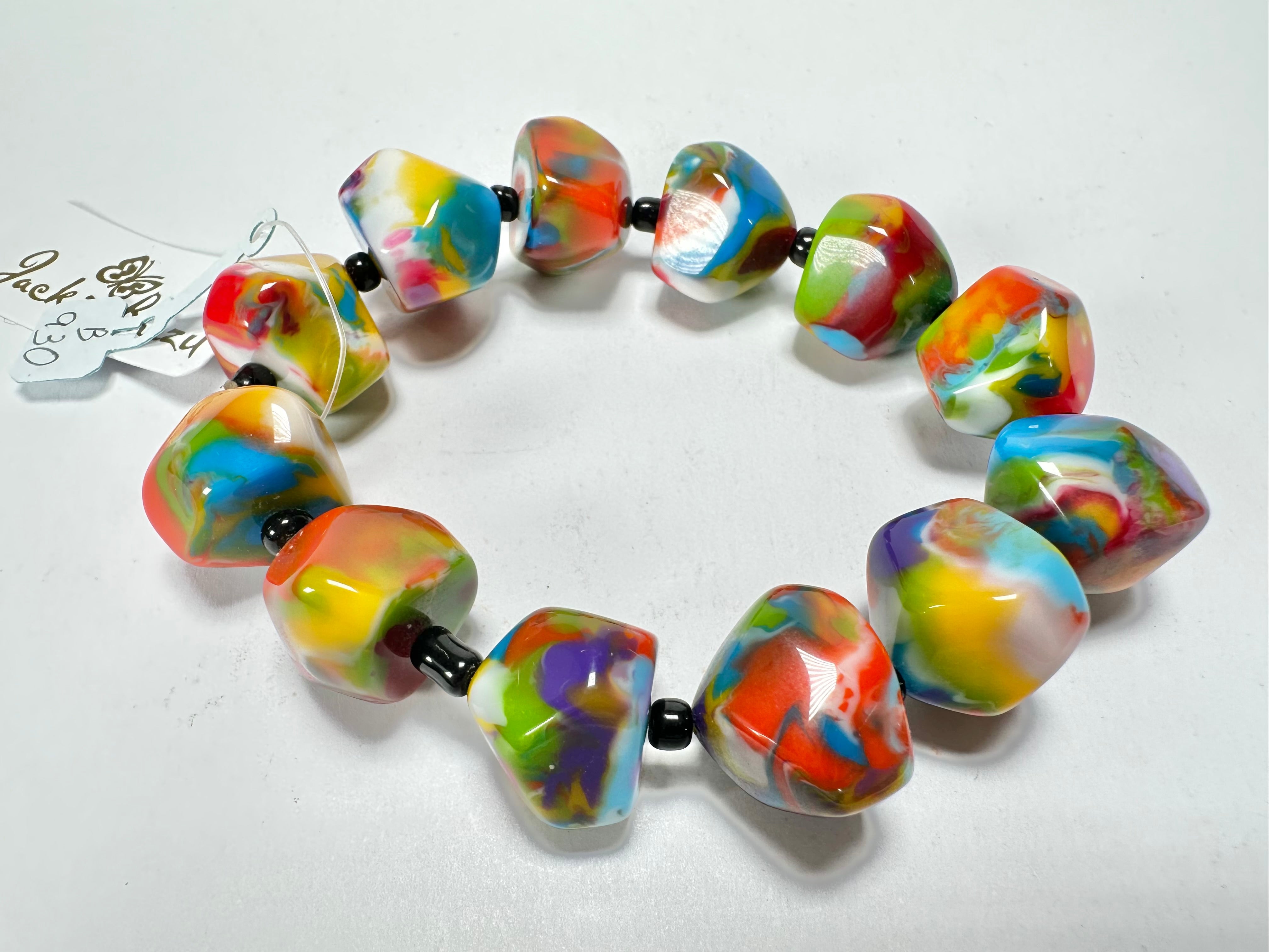 Jackie Brazil "Camille" Kandinsky Small Abstract Stones Resin Bracelet ( B0930 )