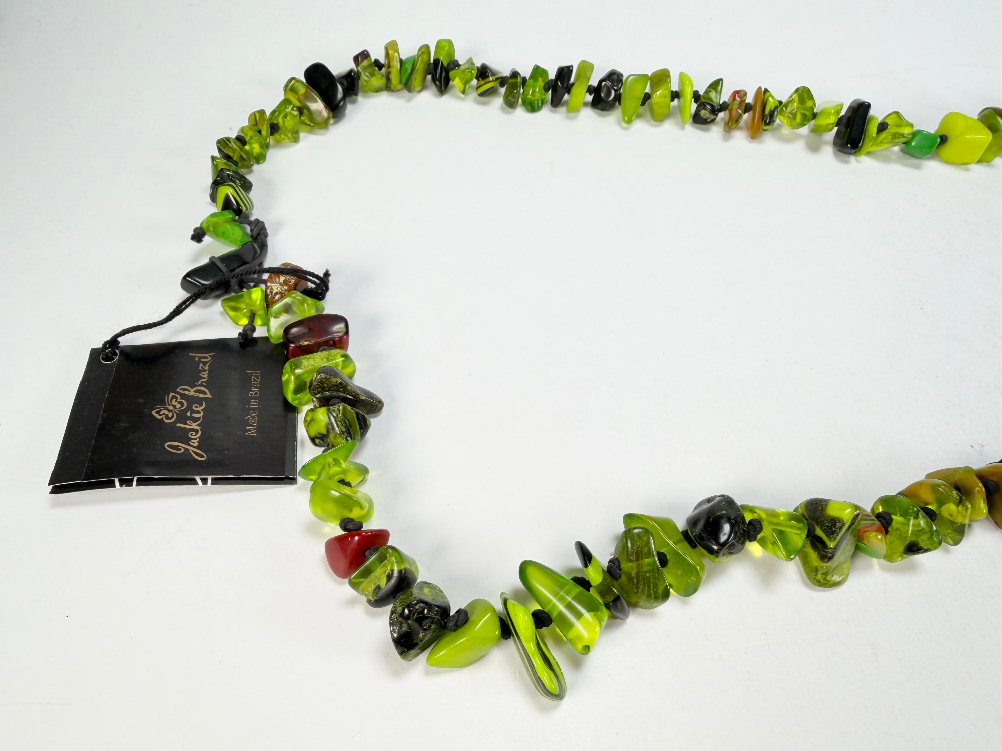 Jackie Brazil "Orient Express" 1 Strand Small Light Green Mix Bead Long 110cm Necklace ( N3571 )