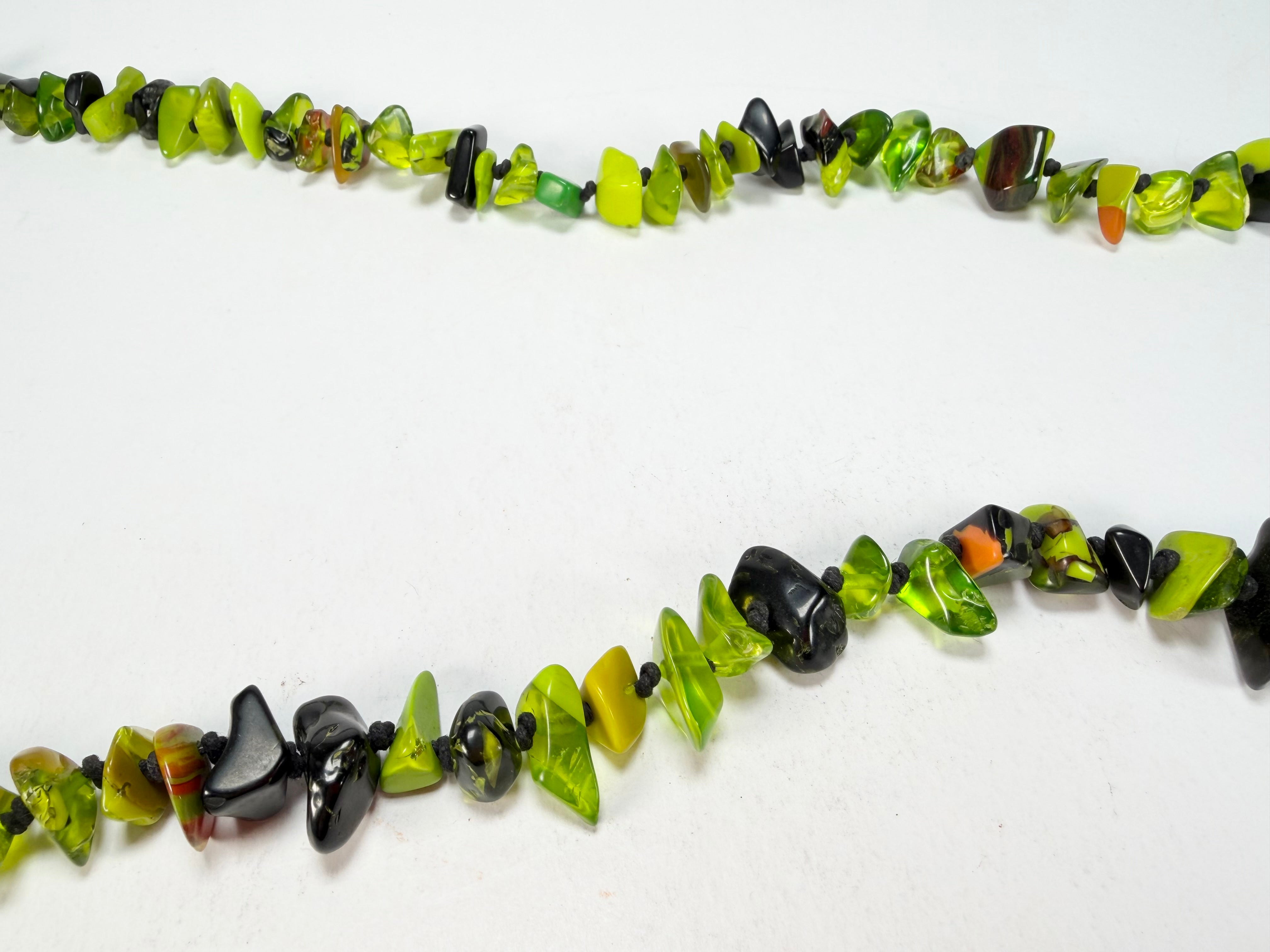 Jackie Brazil "Orient Express" 1 Strand Small Light Green Mix Bead Long 110cm Necklace ( N3571 )