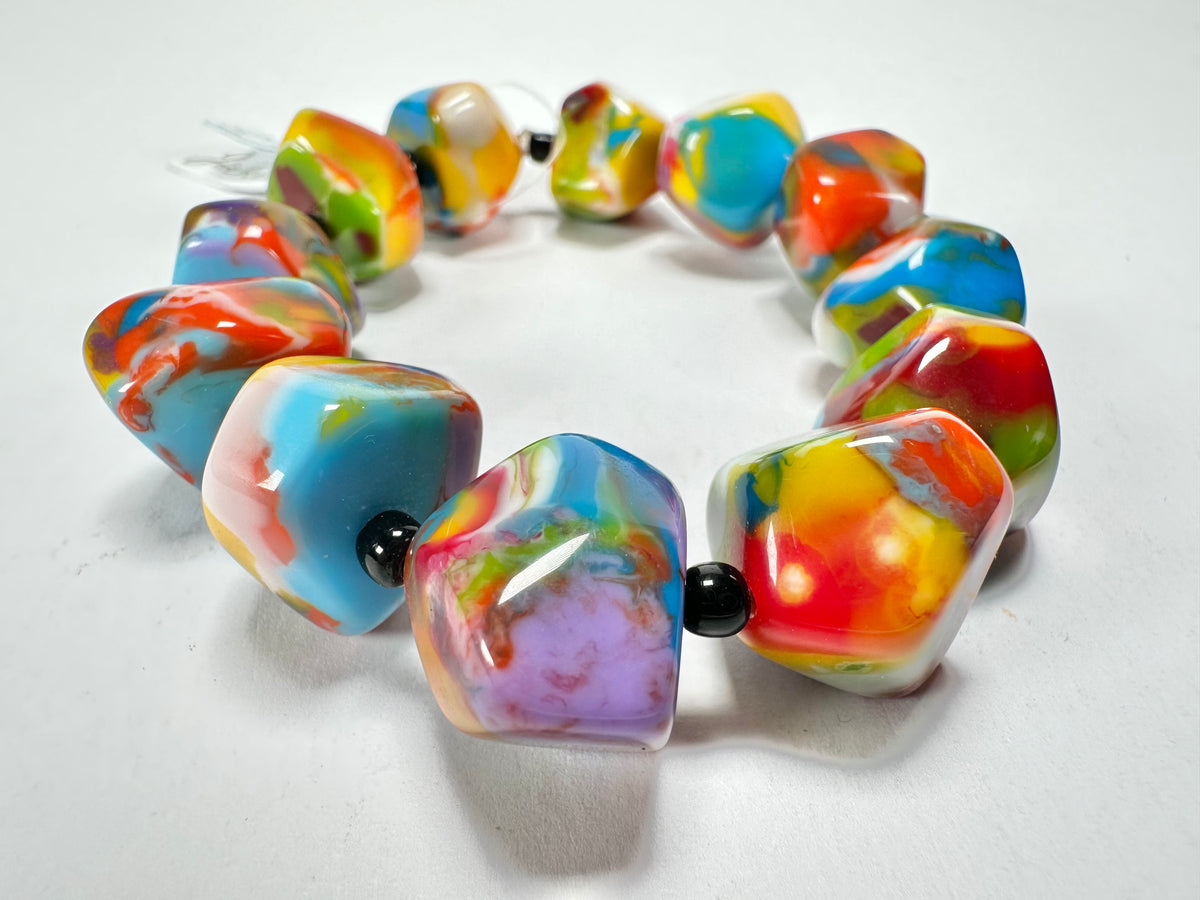 Jackie Brazil "Camille" Kandinsky Small Abstract Stones Resin Bracelet ( B0930 )