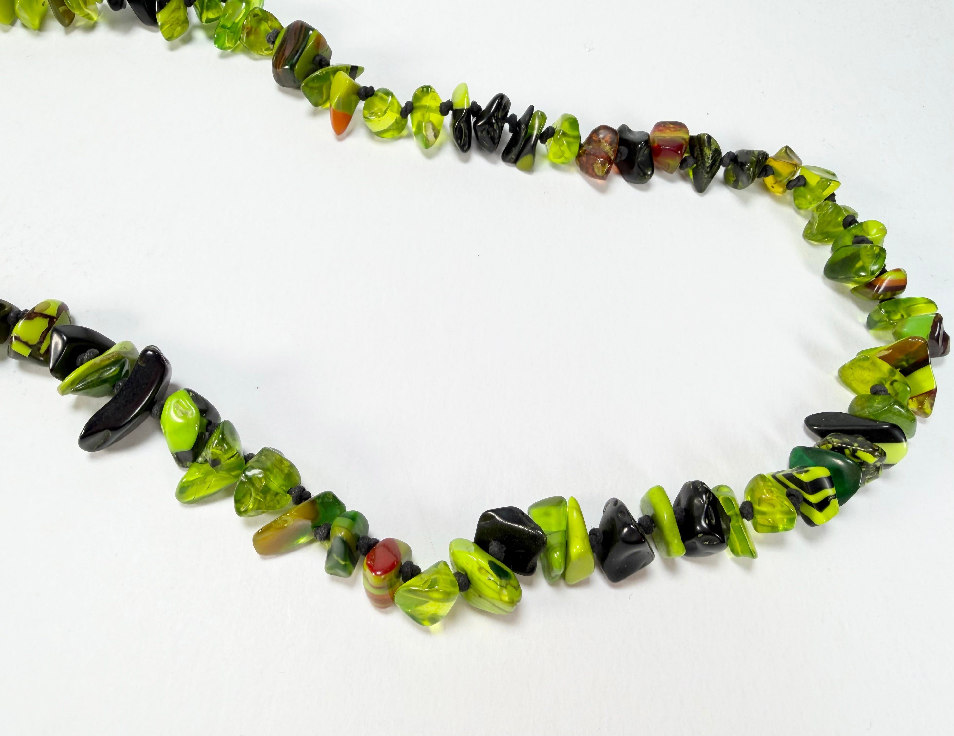 Jackie Brazil "Orient Express" 1 Strand Small Light Green Mix Bead Long 110cm Necklace ( N3571 )