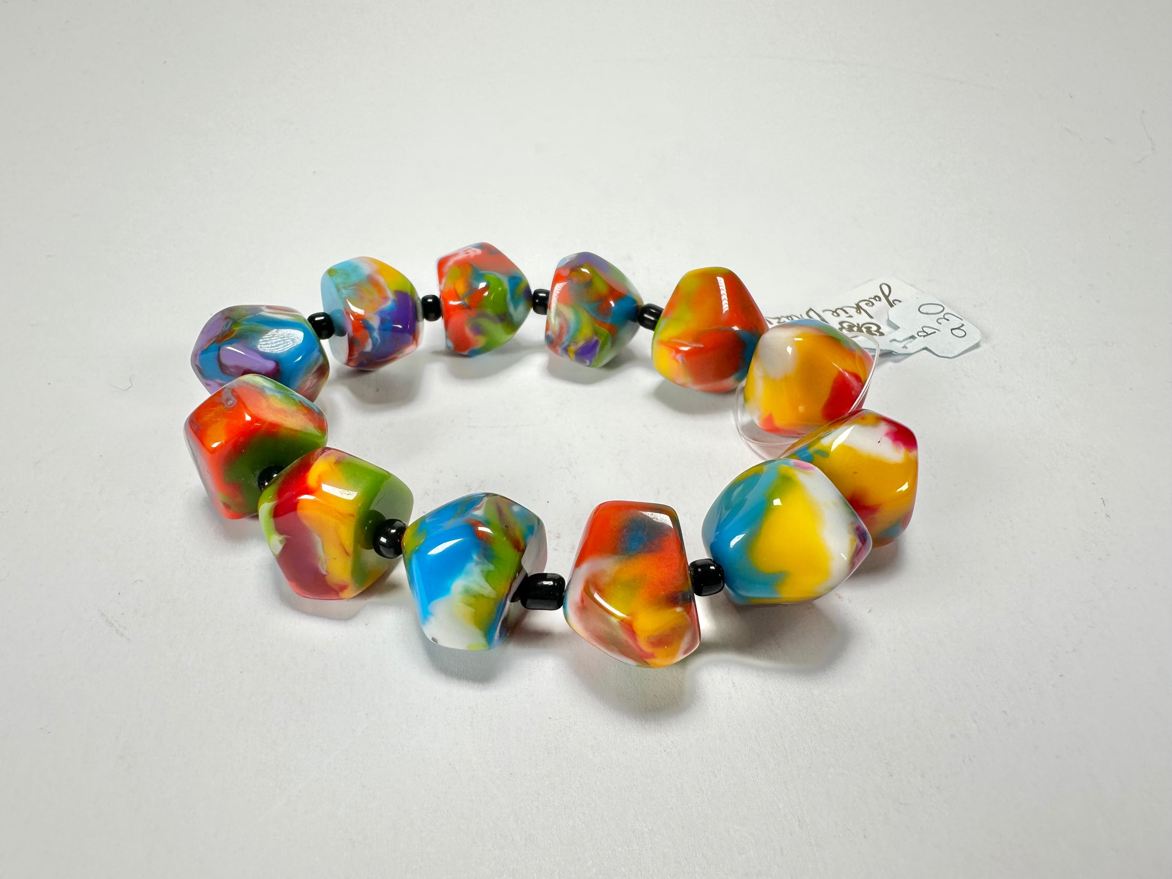 Jackie Brazil "Camille" Kandinsky Small Abstract Stones Resin Bracelet ( B0930 )